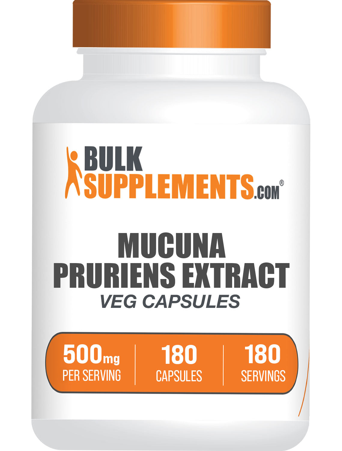 BulkSupplements Mucuna Pruriens Extract Vegetarian Capsules 500mg 180 capsules bottle