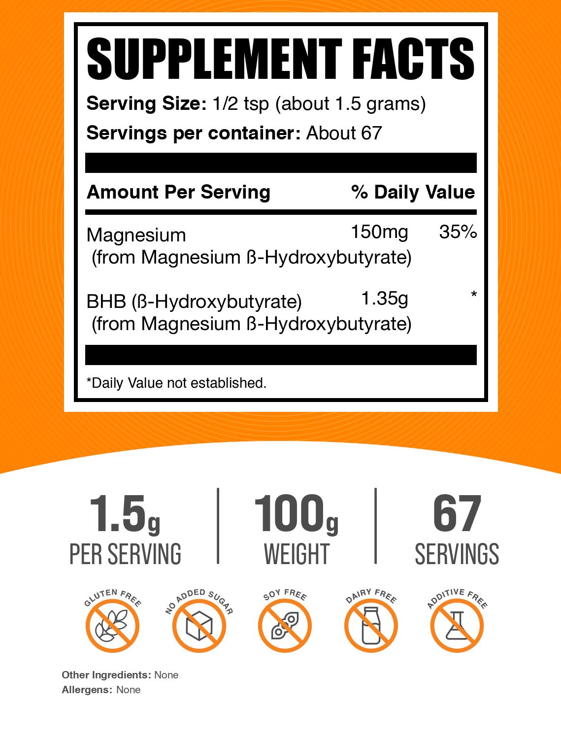Magnesium BHB powder label 100g