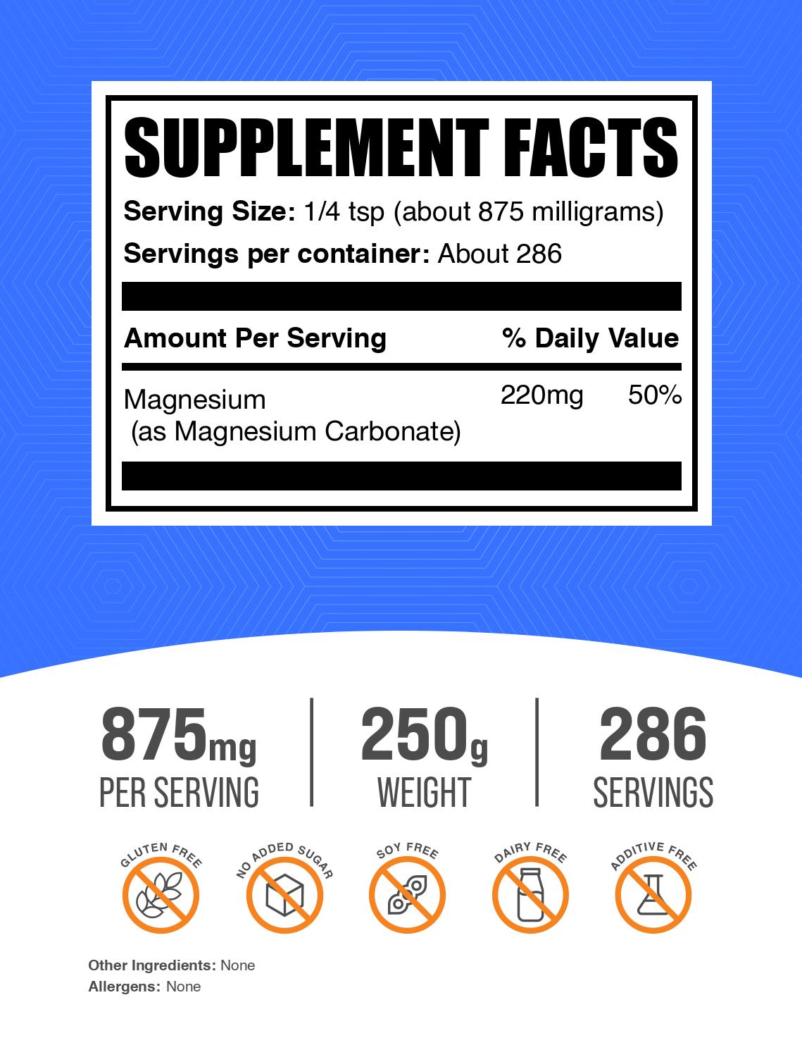 Magnesium Carbonate Powder 250g Label