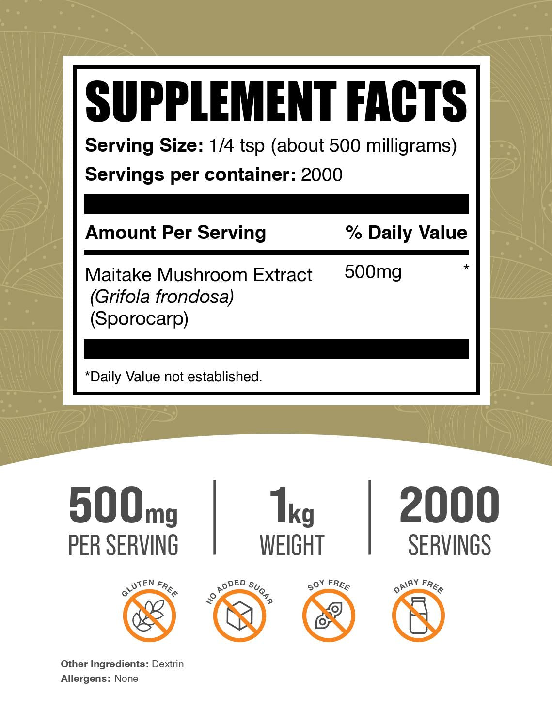 Maitake mushroom extract powder label 1kg