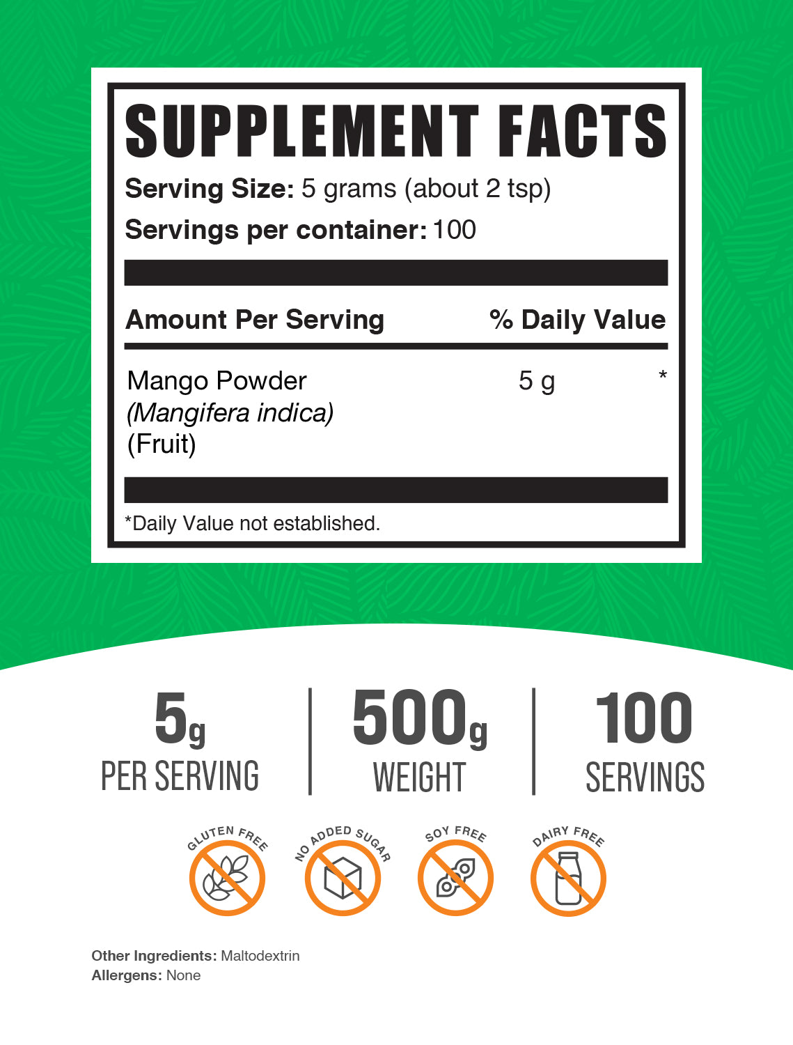 Mango Powder 500g label
