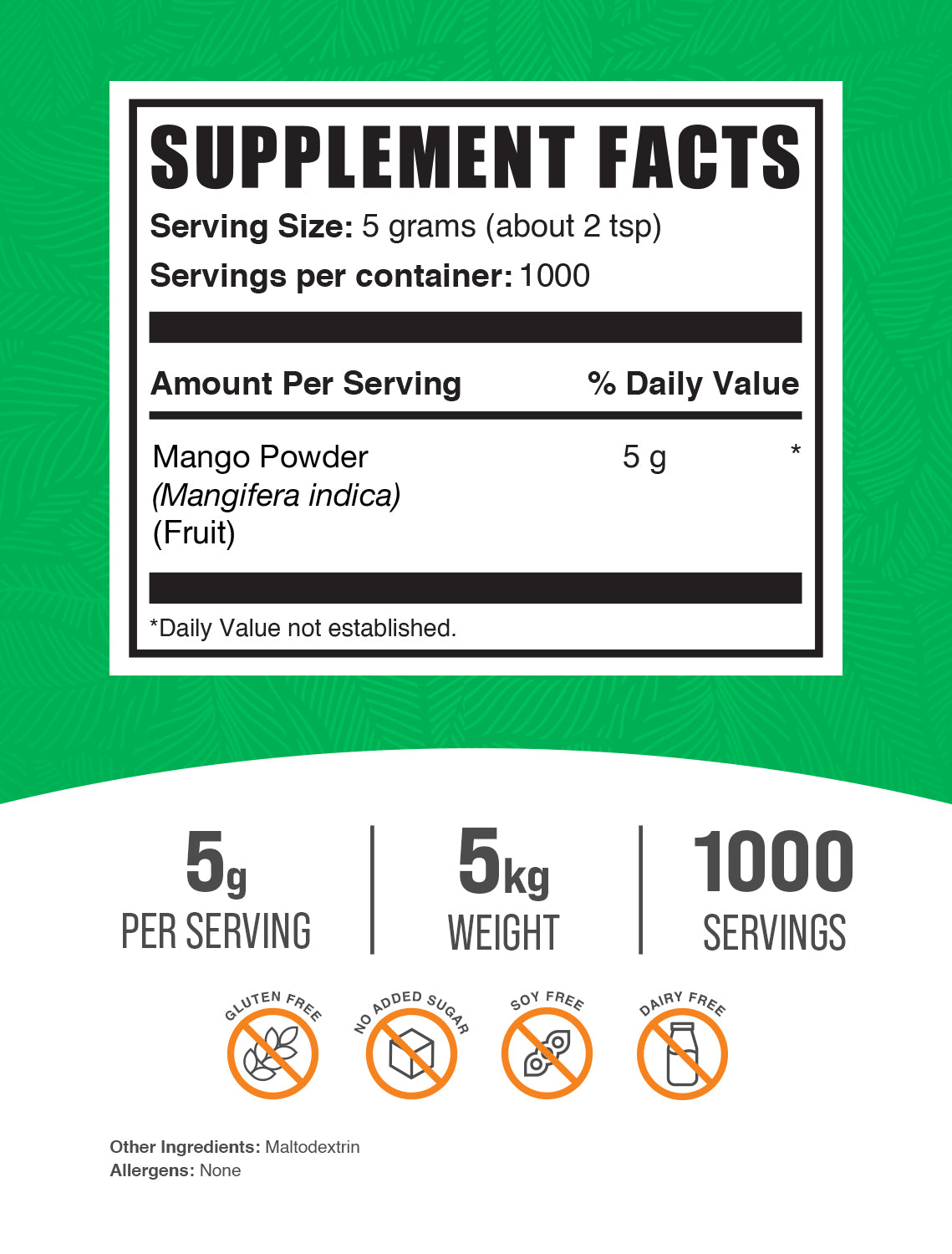 Mango Powder 5kg label