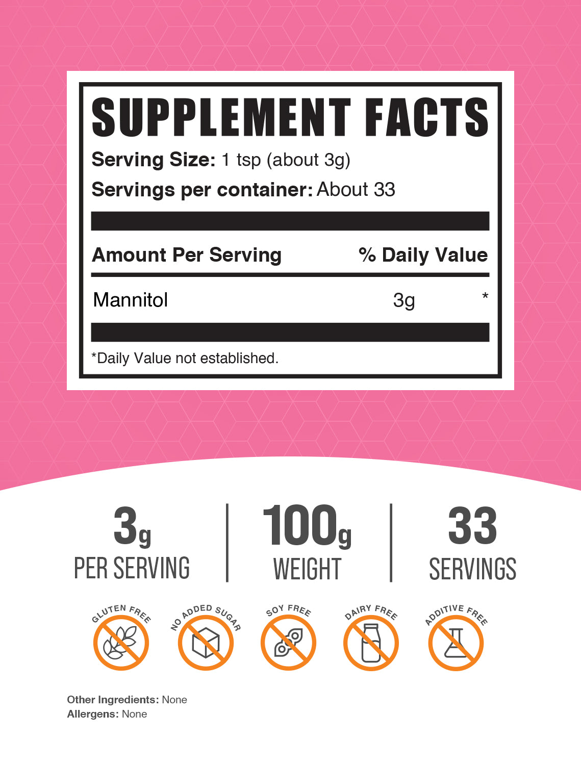 Mannitol powder label 100g