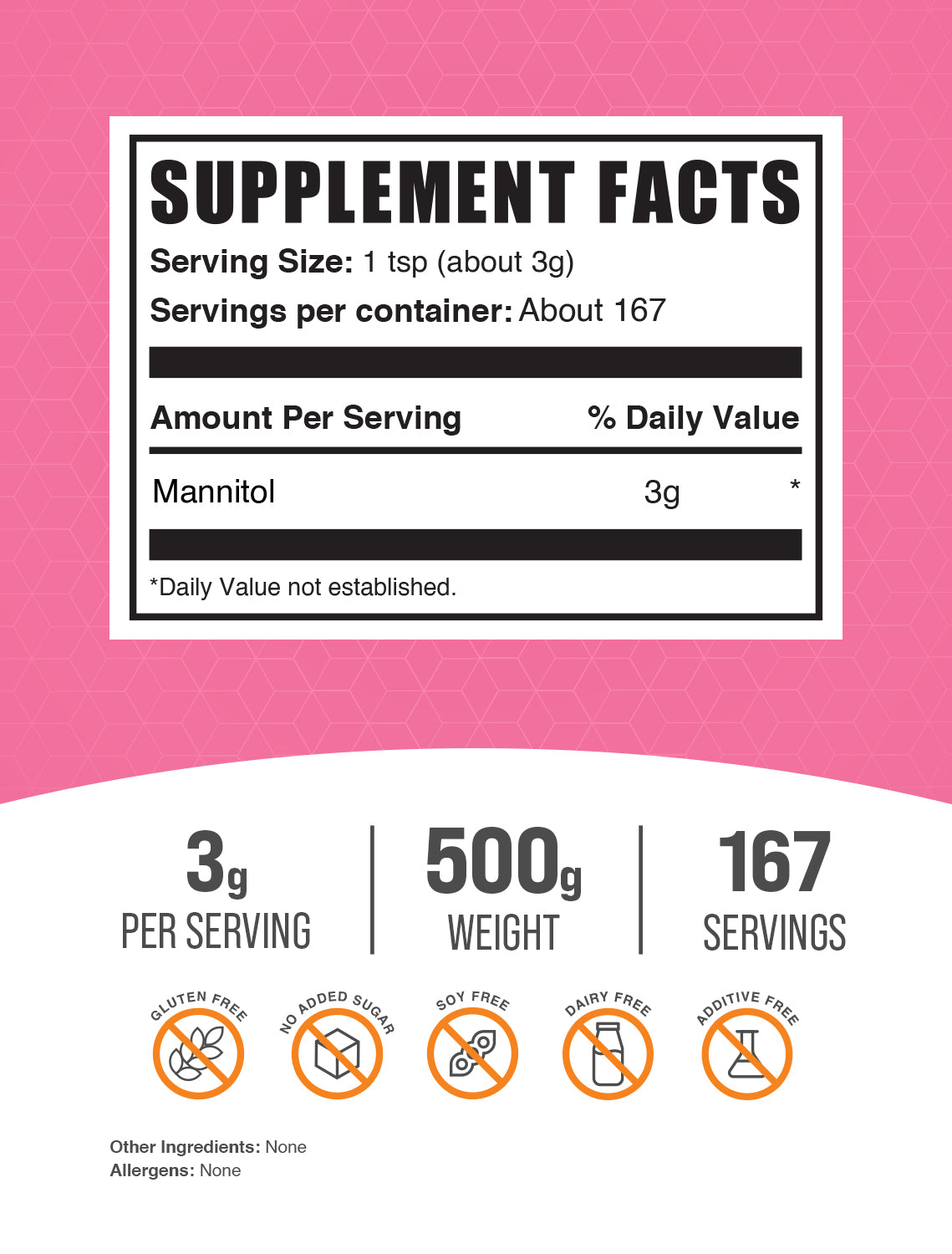 Mannitol powder label 500g