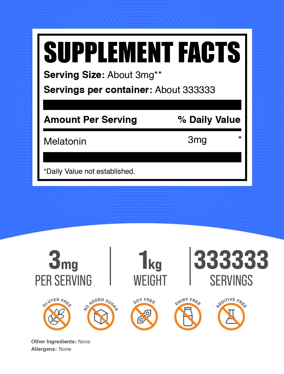 Melatonin powder label 1kg