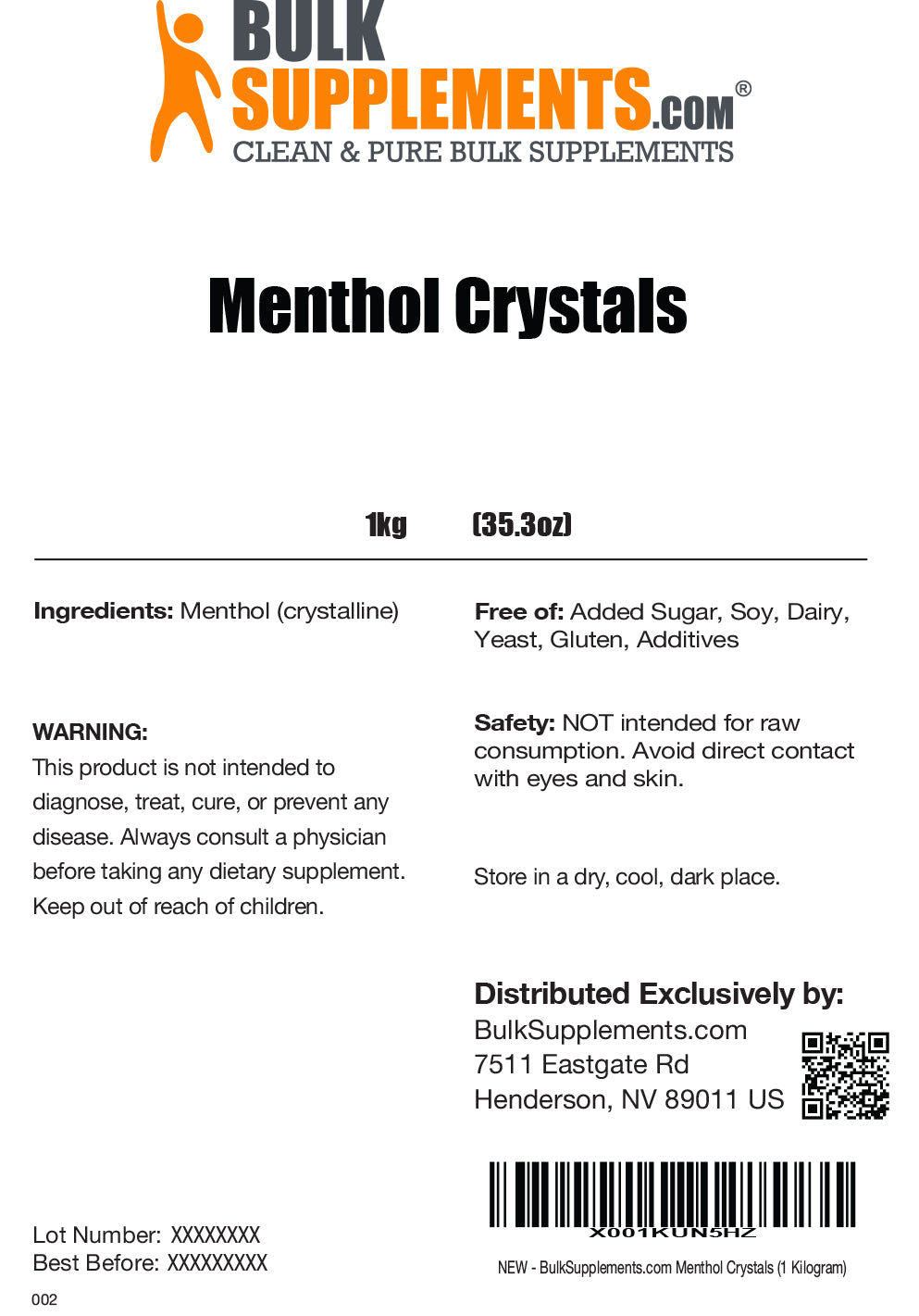 Ingredients and Safety Warnings Menthol Crystals