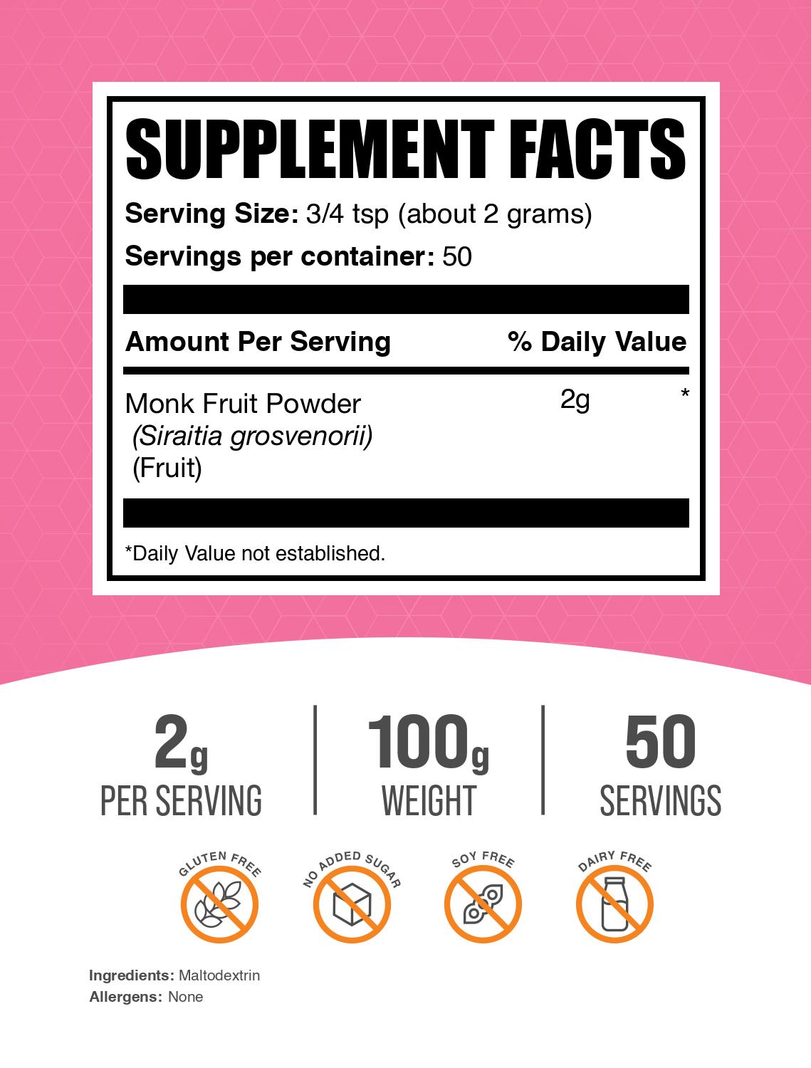 Monk fruit powder label 100g