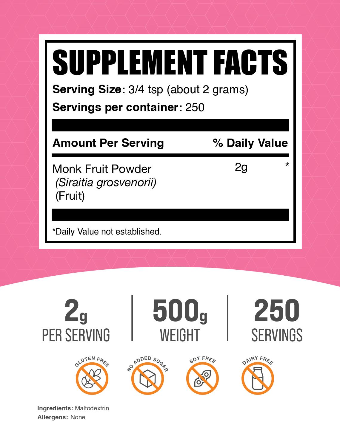 Monk fruit powder label 500g