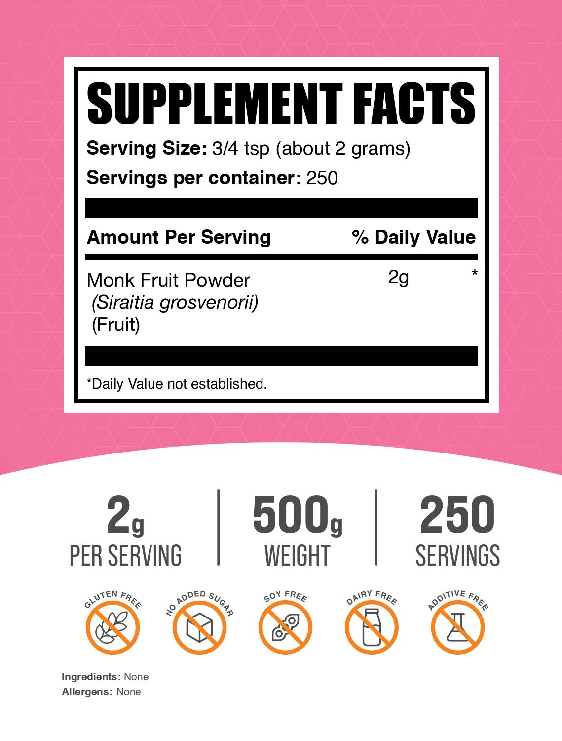Monk Fruit Powder Powder 500g Label