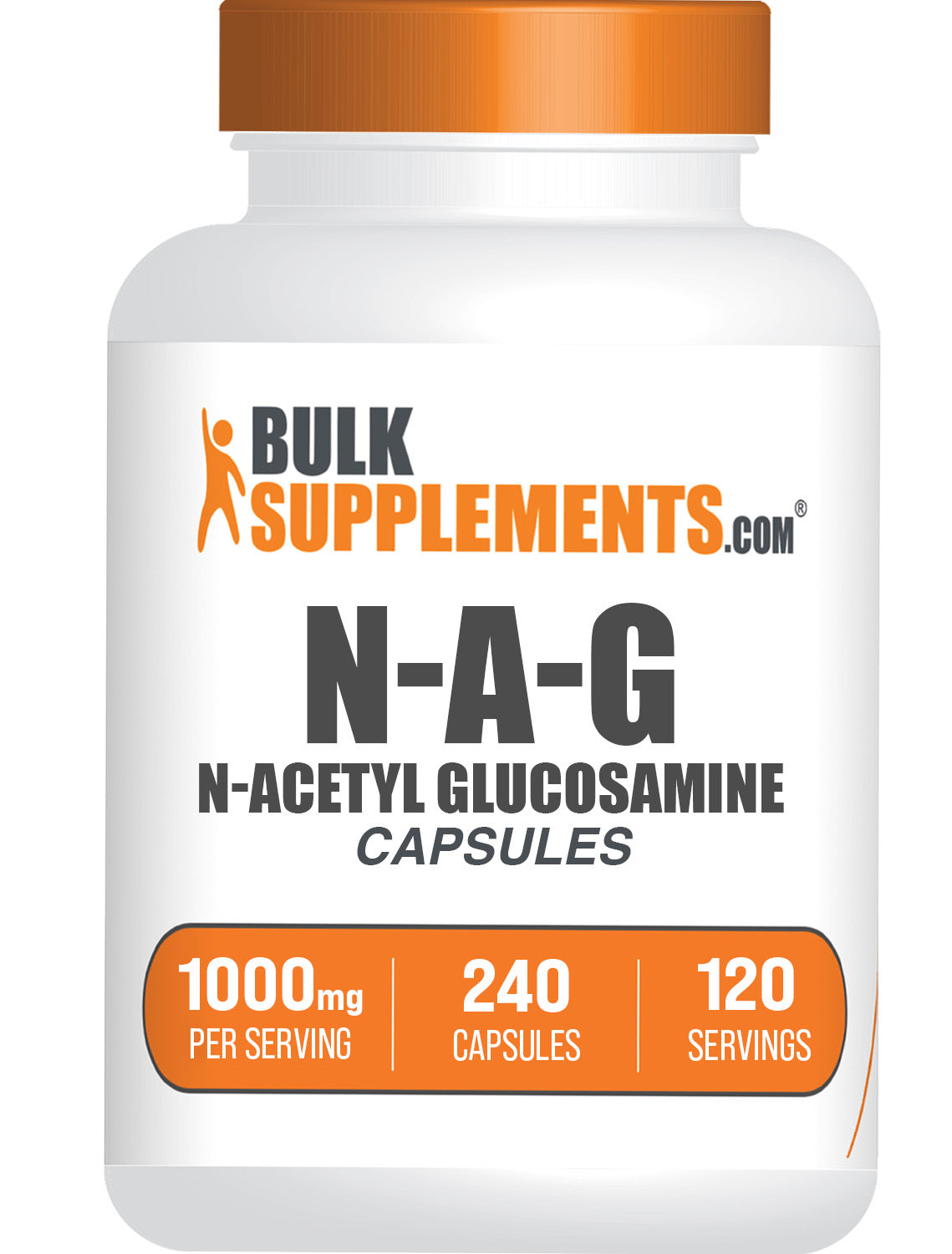 BulkSupplements.com N-Acetyl D-Glucosamine (NAG) 240 capsules bottle image