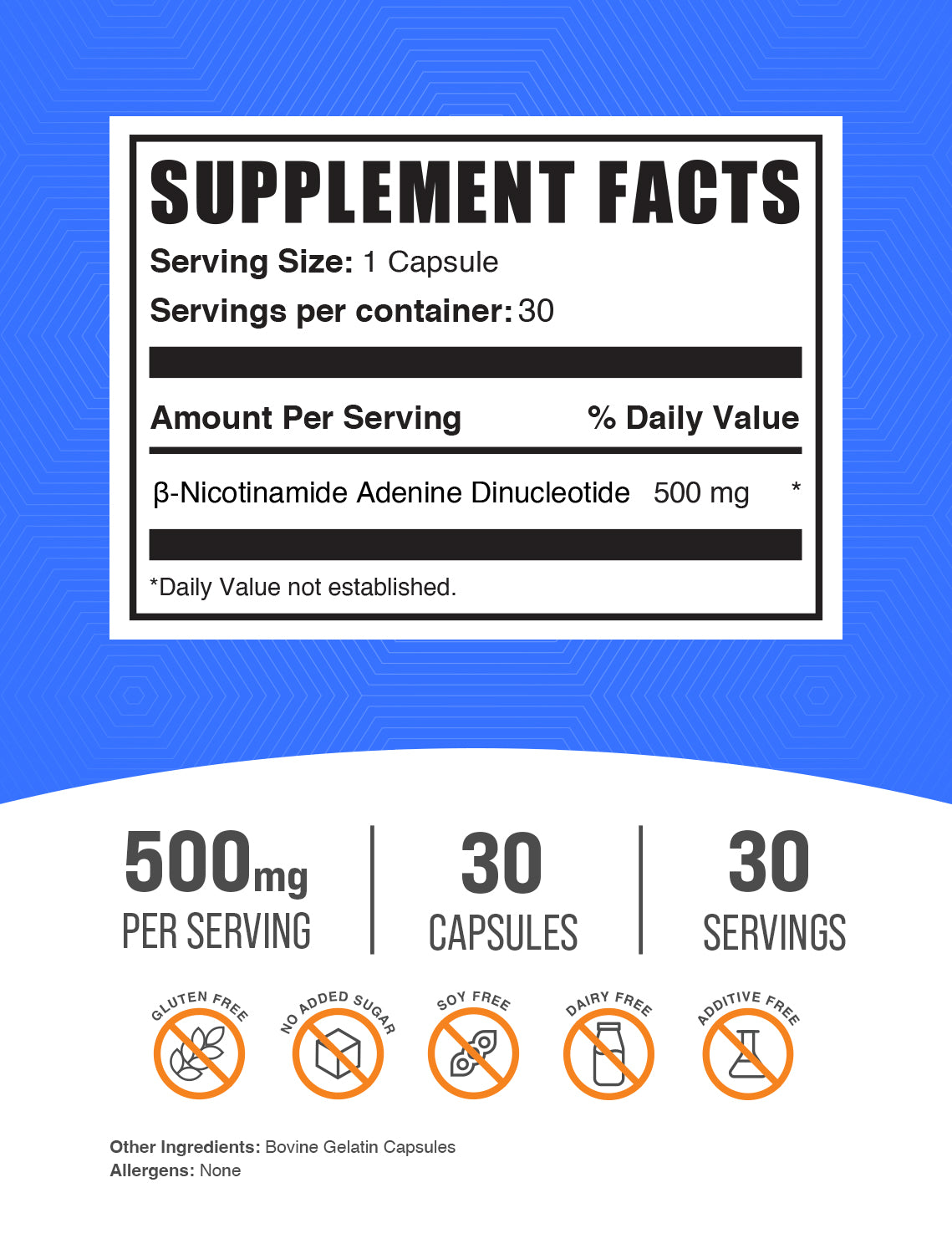 NAD 30 capsules label