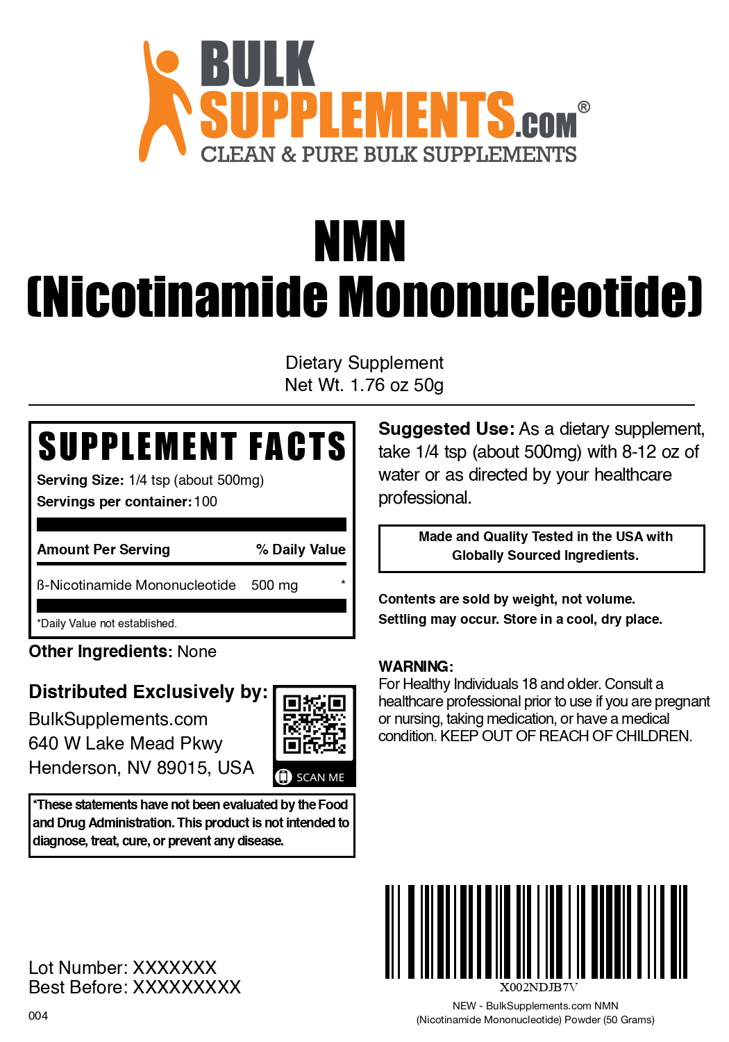 NMN powder label 50g