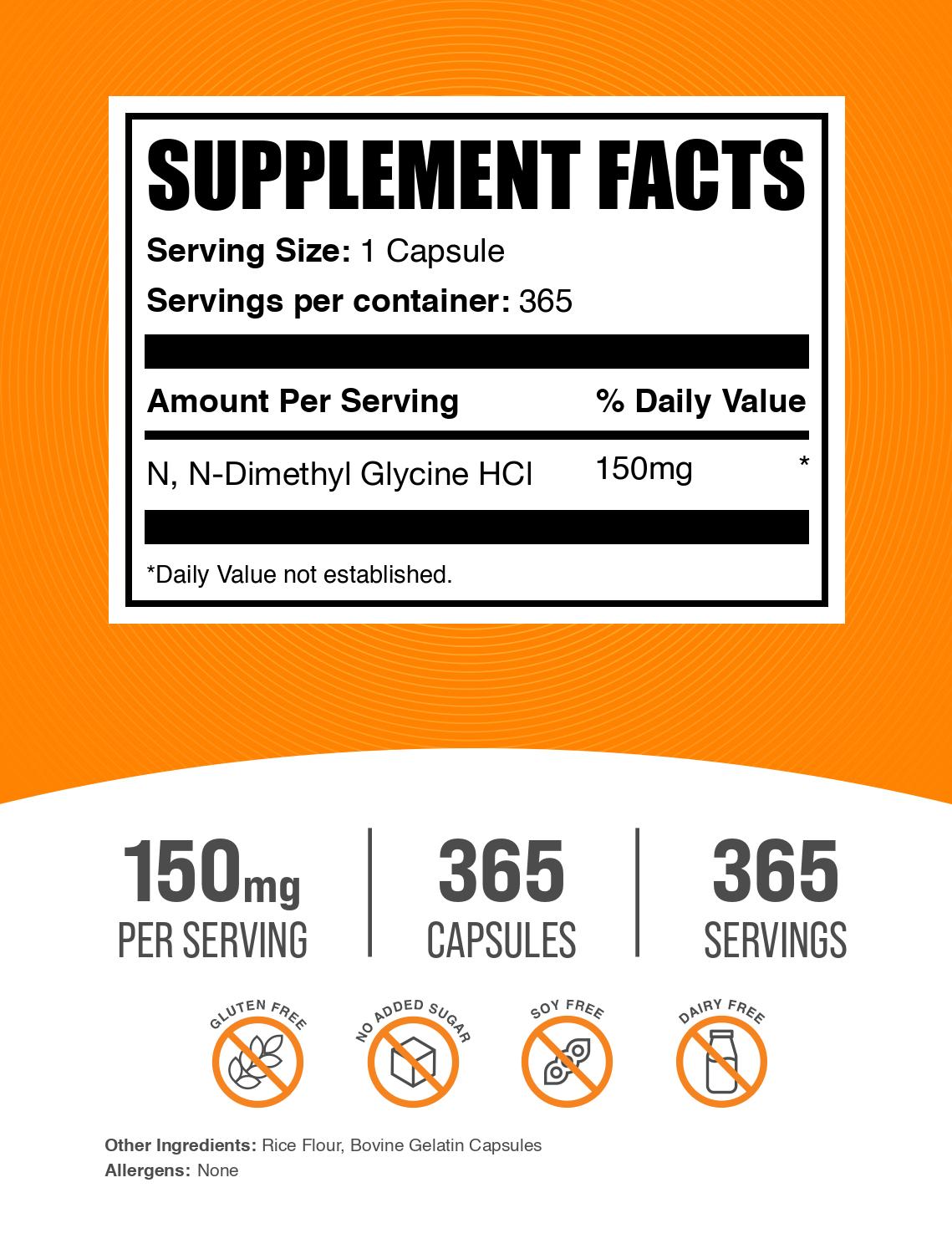 BulkSupplements.com DMG HCl 365 capsules label