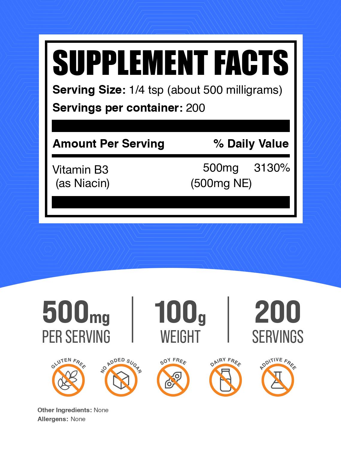 Niacin powder label 100g