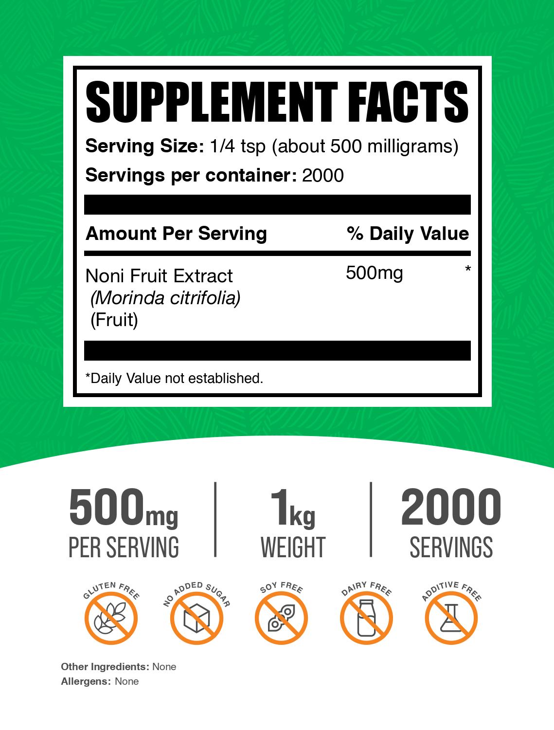Noni fruit extract powder label 1kg