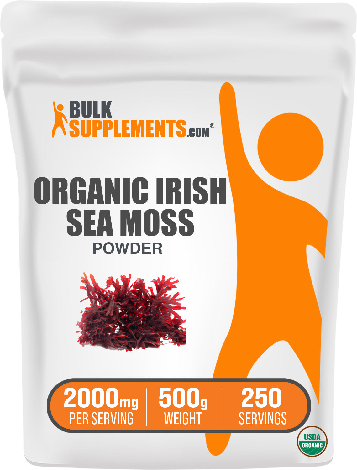 BulkSupplements.com Organic Irish Sea Moss Powder 500g Bag