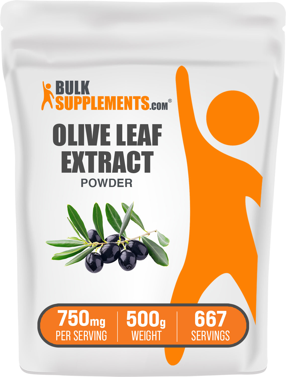 BulkSupplements.com Olive Leaf Extract Powder 500g bag image