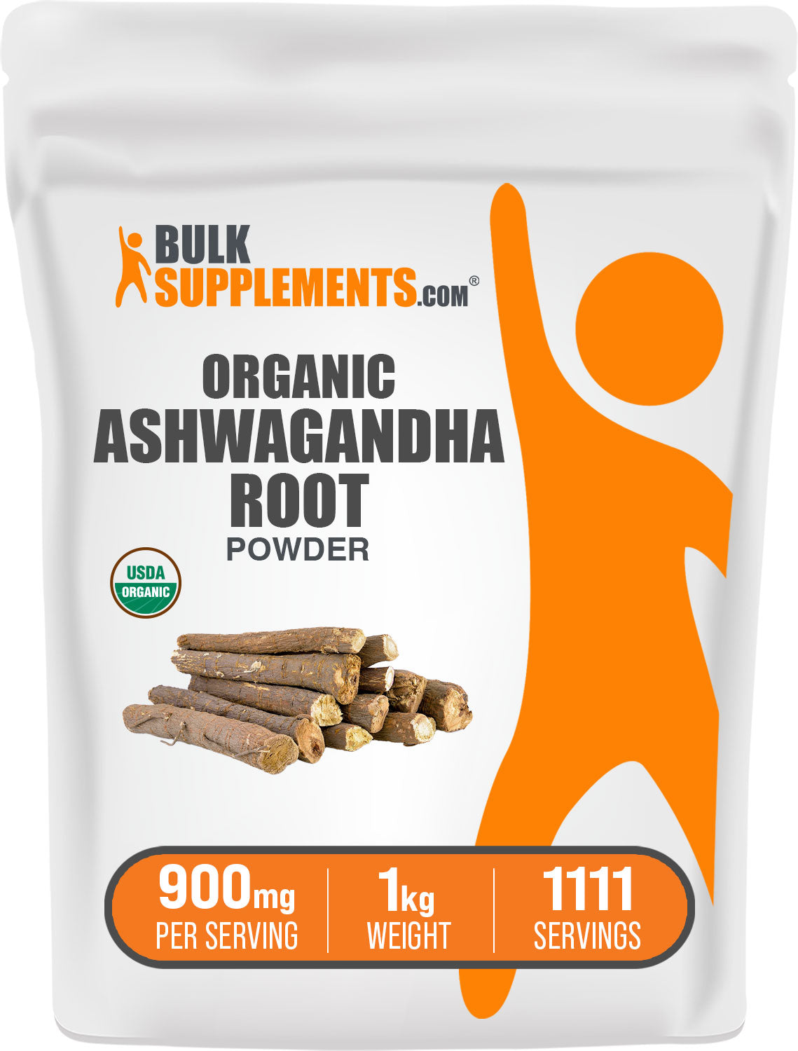 BulkSupplements.com Organic Ashwagandha Root Powder 1kg bag image