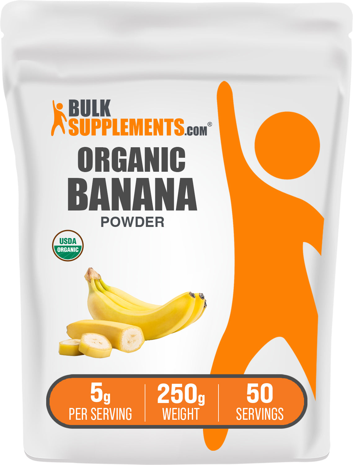 BulkSupplements.com Organic Banana Powder 250g bag image