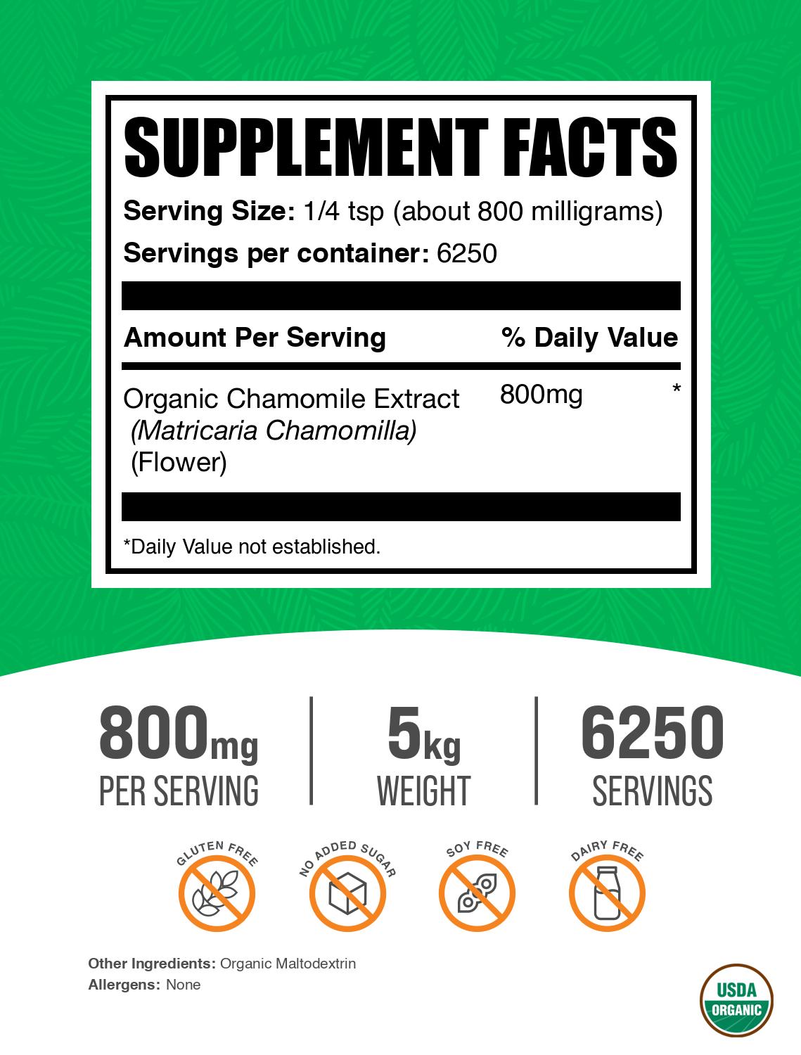 Organic chamomile extract powder label 5kg