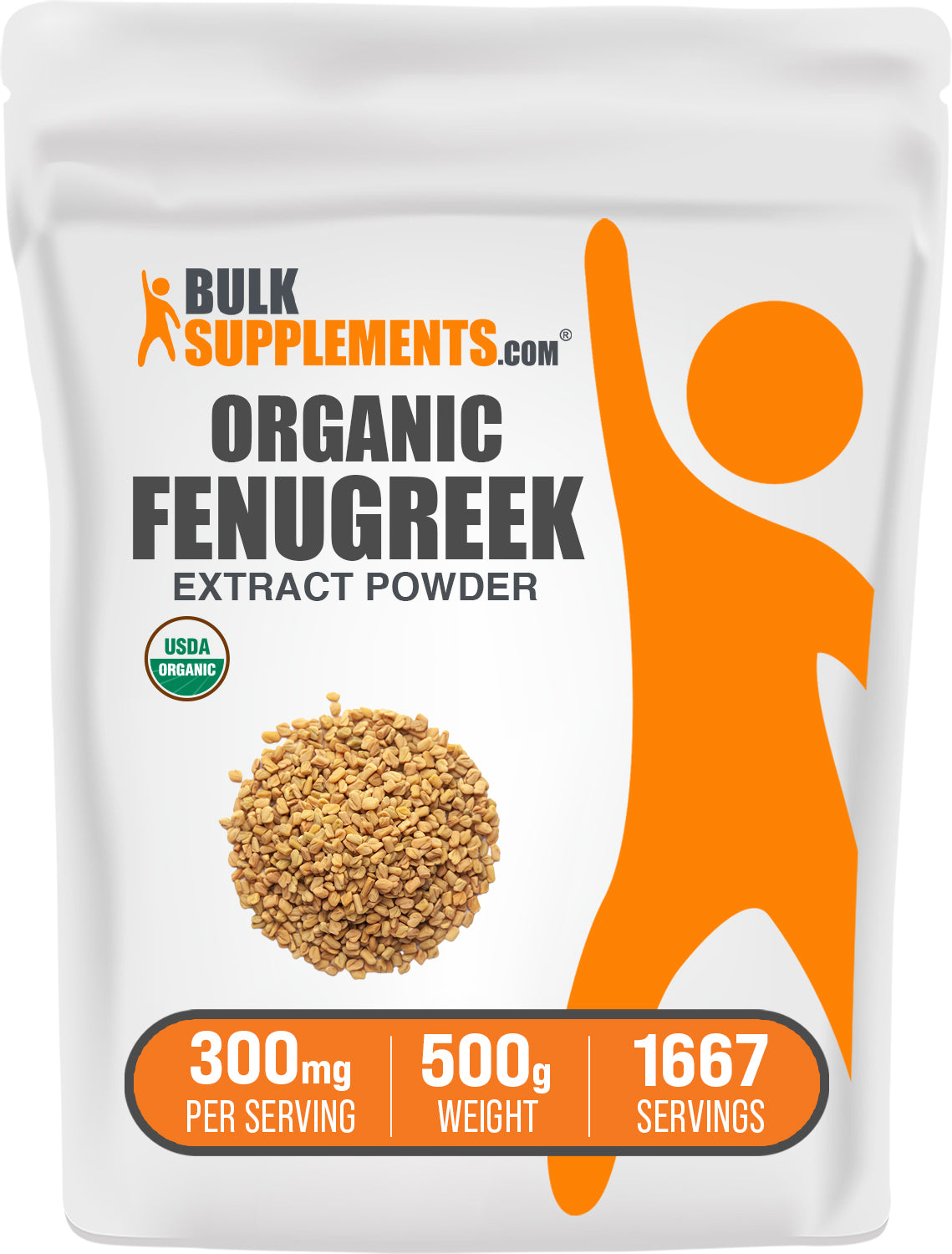 BulkSupplements.com Organic Fenugreek Extract Powder 500g bag image