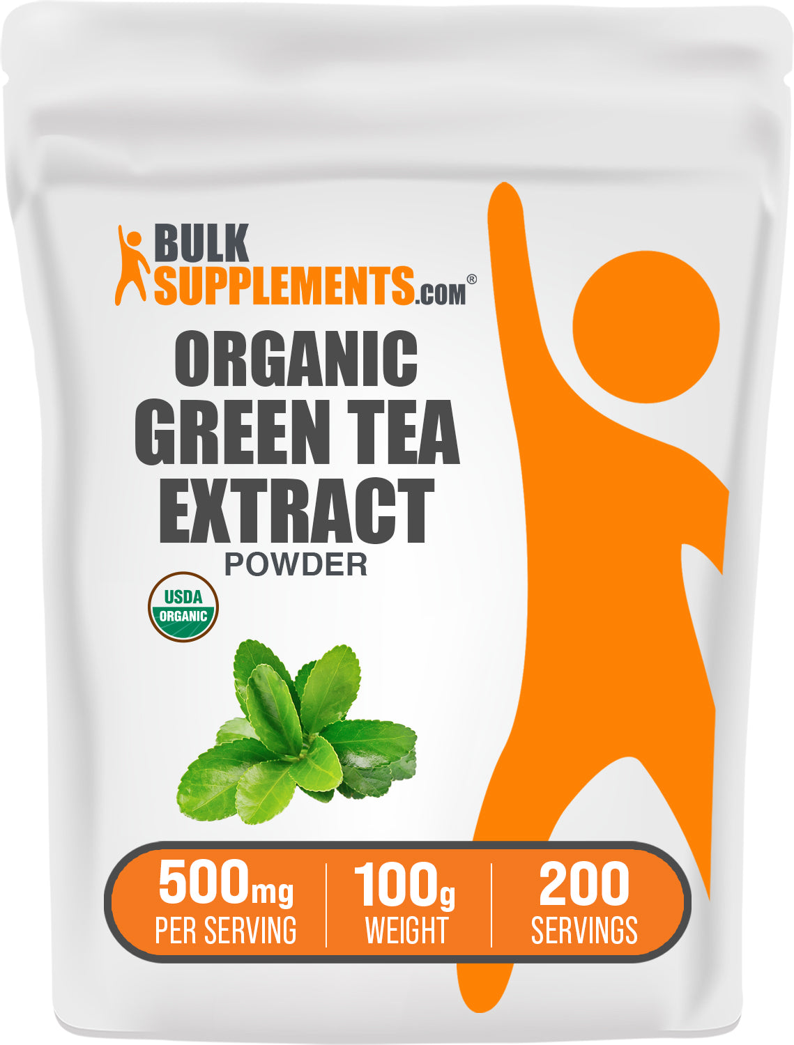 BulkSupplements.com Organic Green Tea Extract Powder 100g bag image