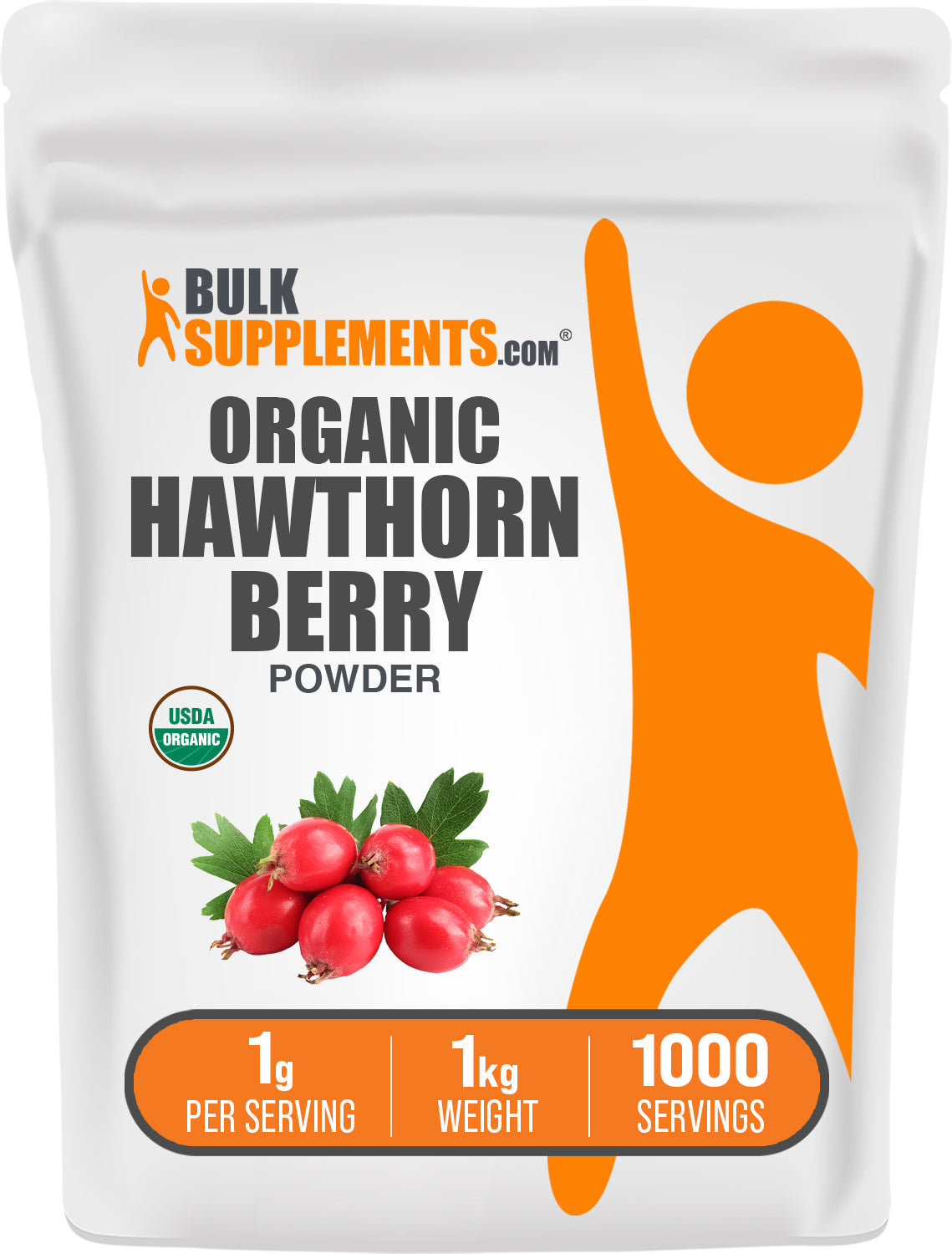 BulkSupplements.com Organic Hawthorn Berry Powder 1kg bag image