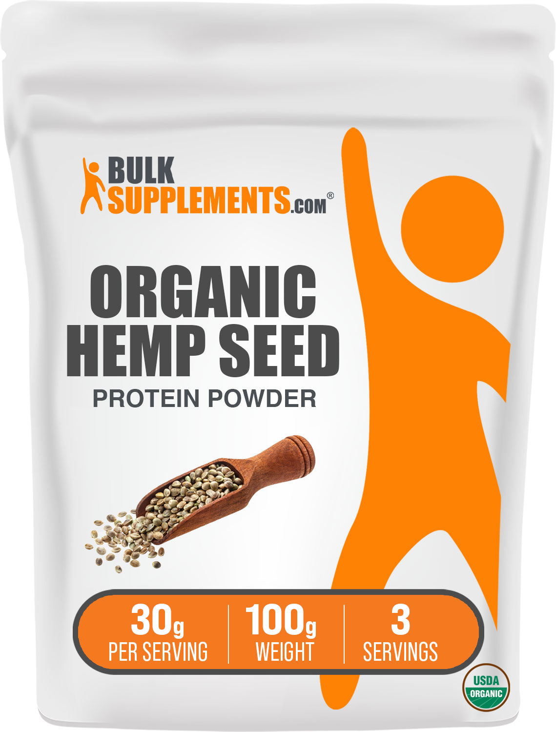 BulkSupplements Organic Hemp Seed Protein Powder 100g bag