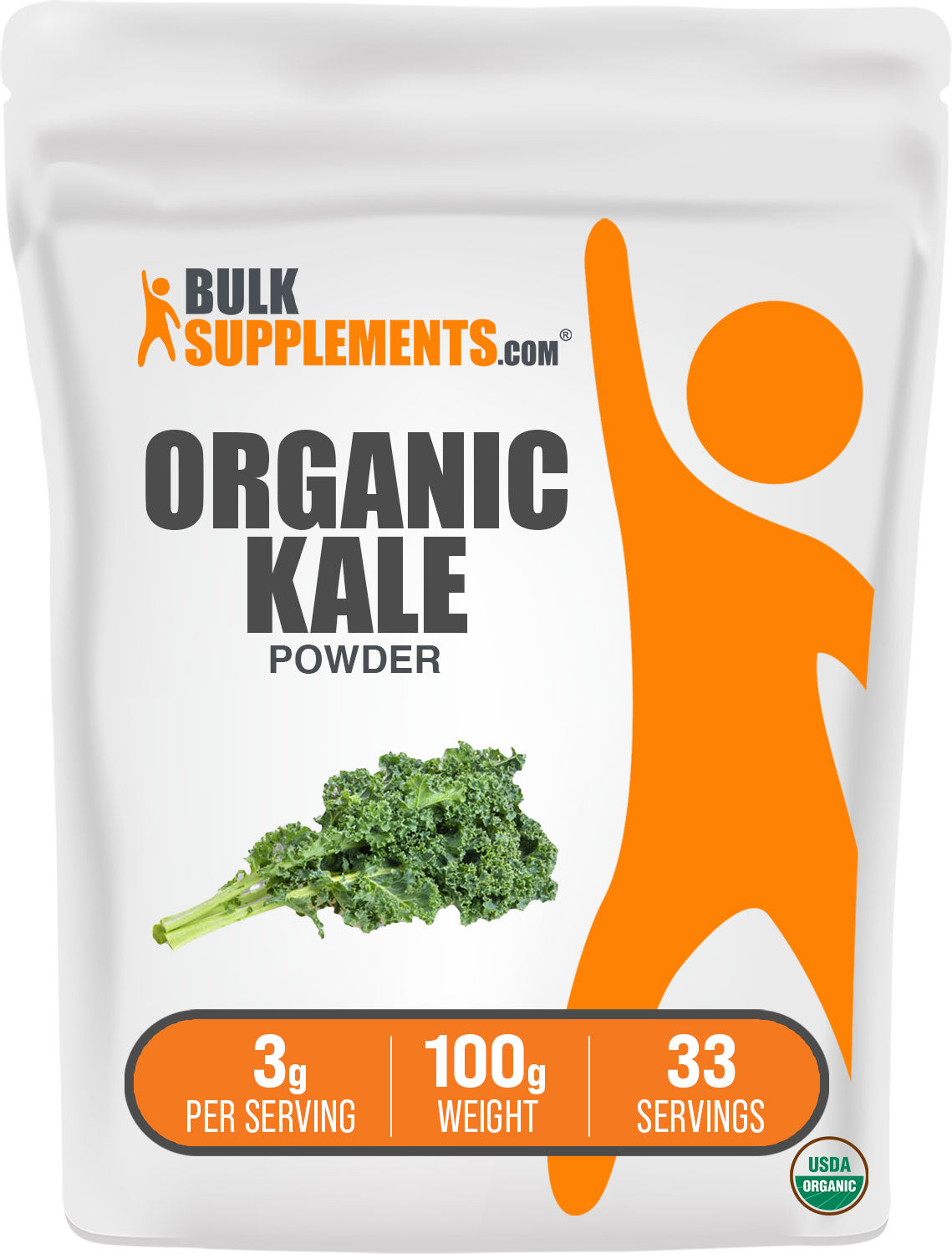 BulkSupplements.com Organic Kale Powder 100G Bag