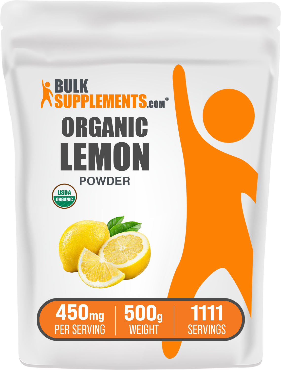 BulkSupplements.com Organic Lemon Powder 500g bag image