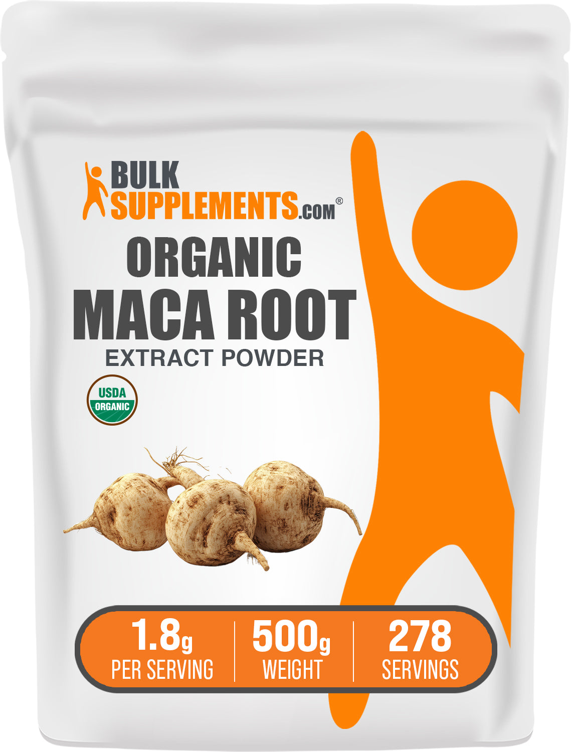 BulkSupplements.com Organic Maca Rot Extract Powder 500g bag image