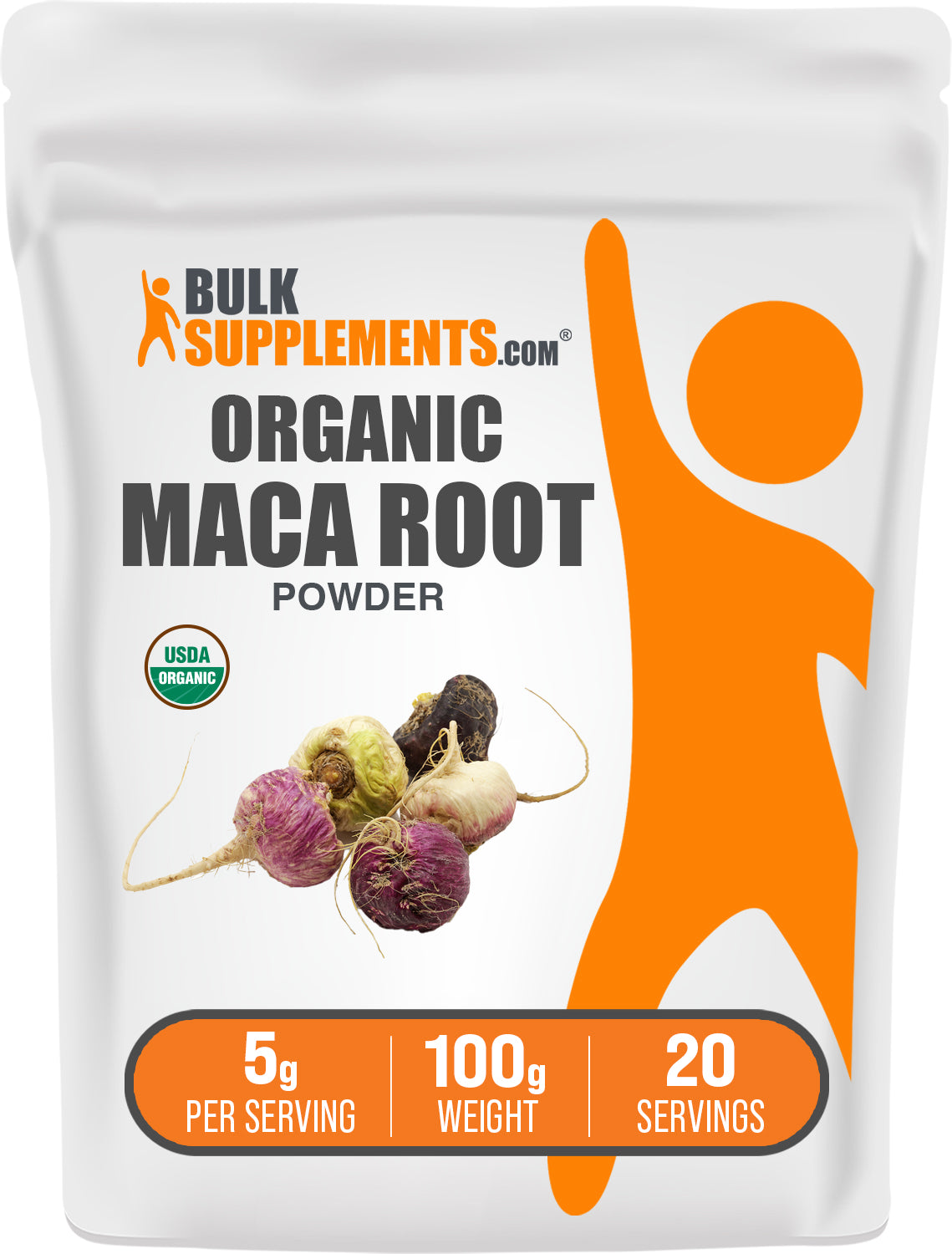 BulkSupplements.com Organic Maca Powder 100g bag image