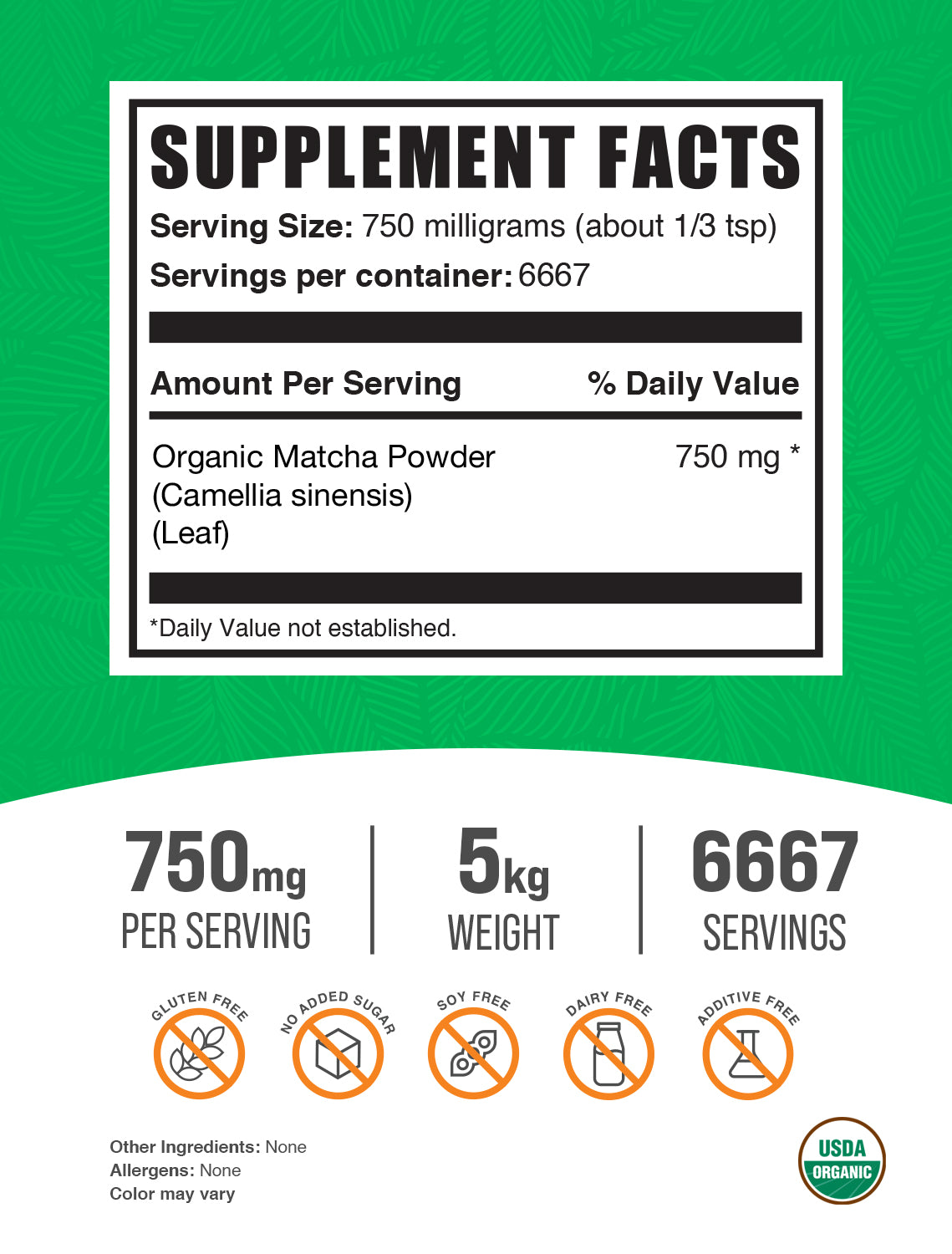 Organic Matcha Powder 5kg Label