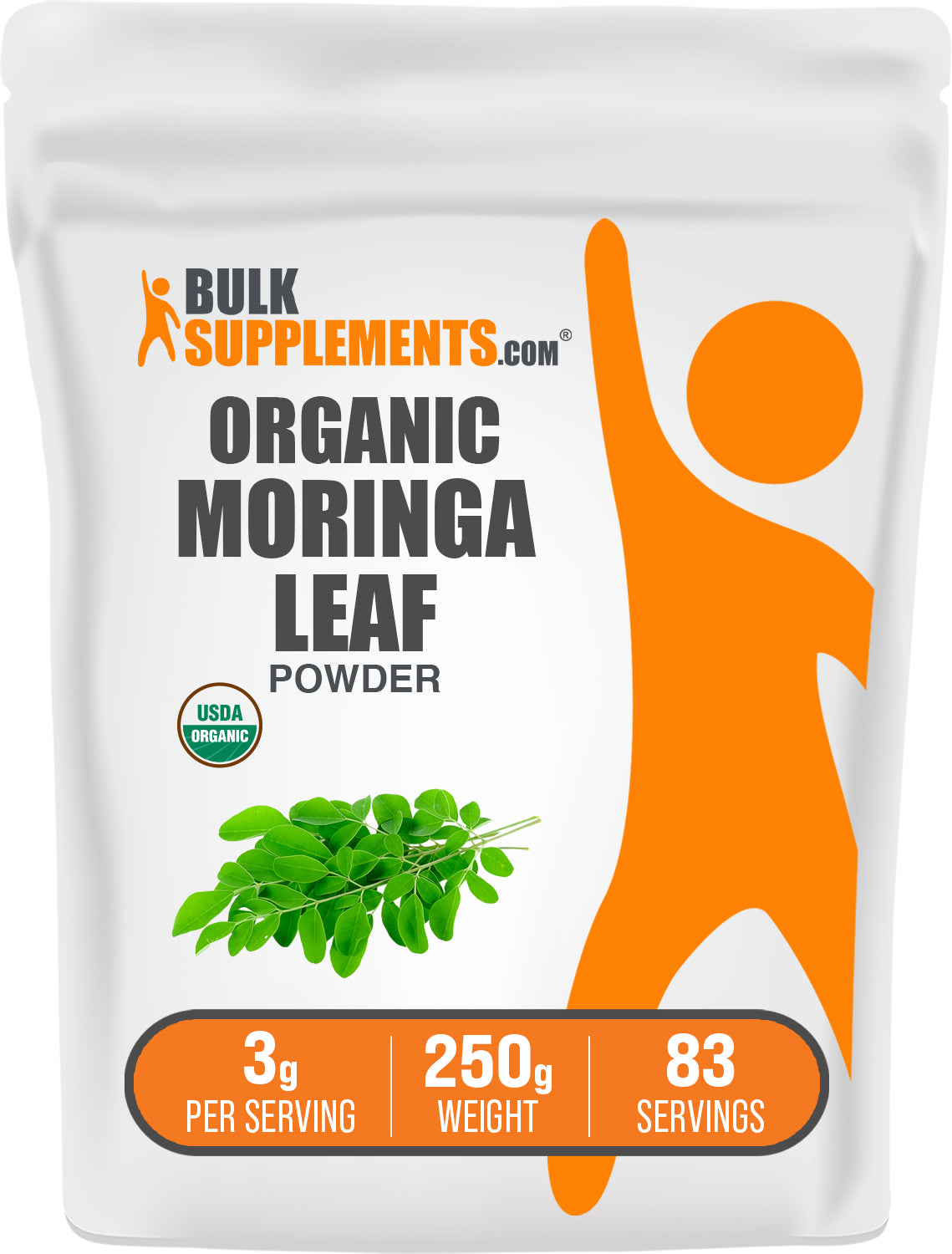 BulkSupplements.com Organic Moringa Leaf Powder 250g bag image