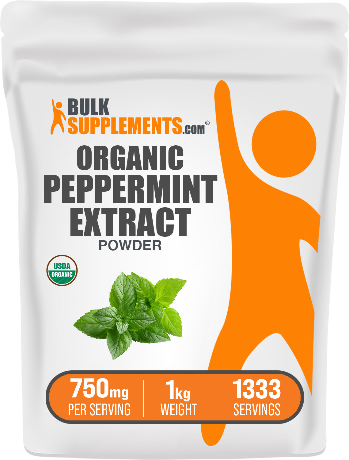 BulkSupplements.com Organic Peppermint Extract Powder 1kg bag image