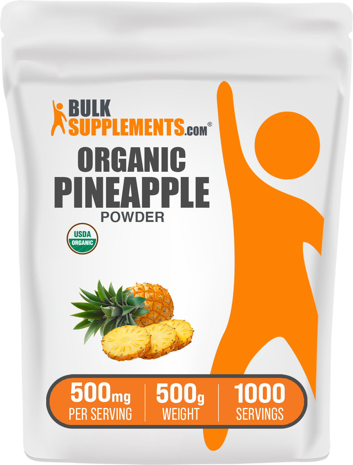 BulkSupplements.com Organic Pineapple Powder 500g bag image