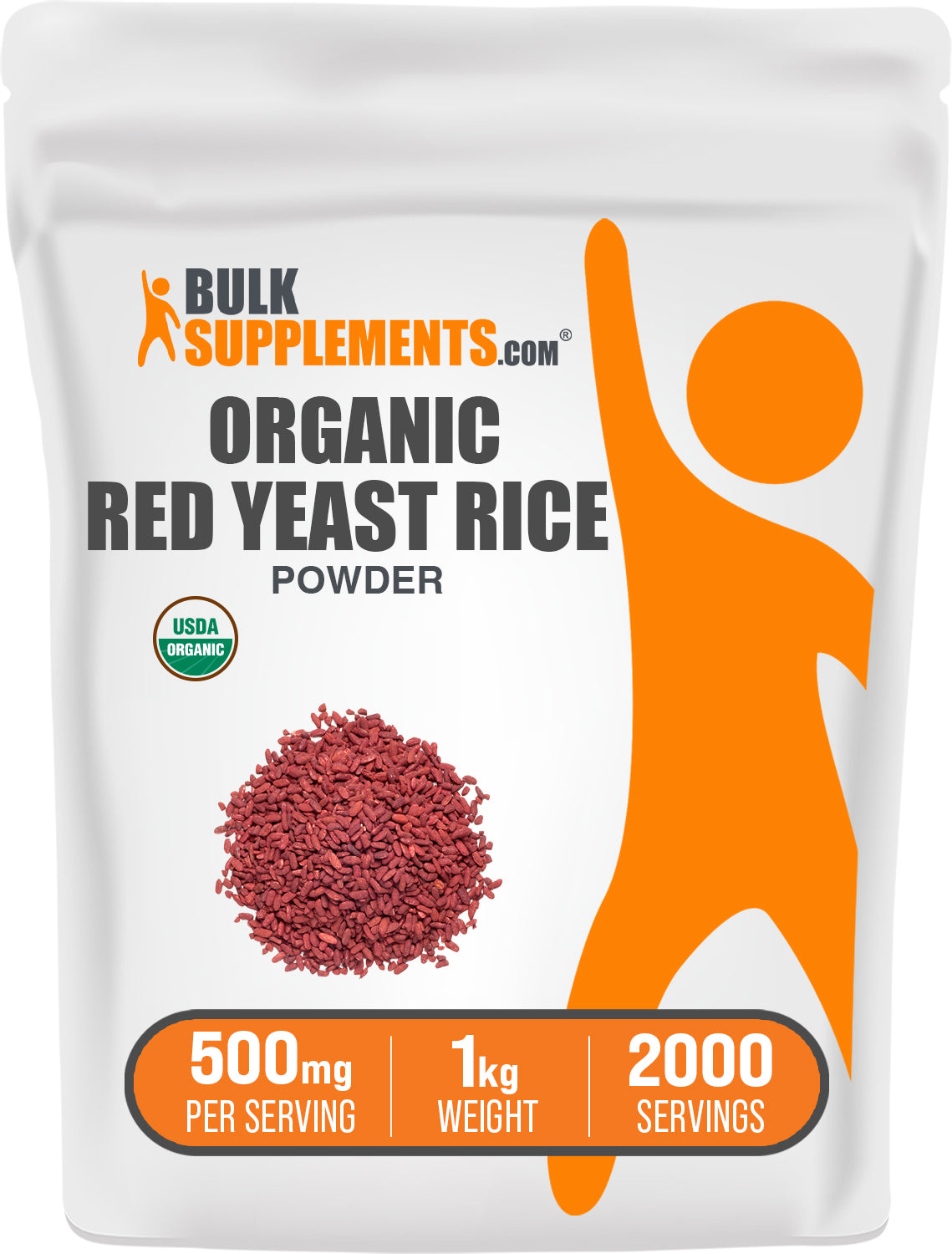 BulkSupplements.com Organic Red Rice Powder 1kg bag image
