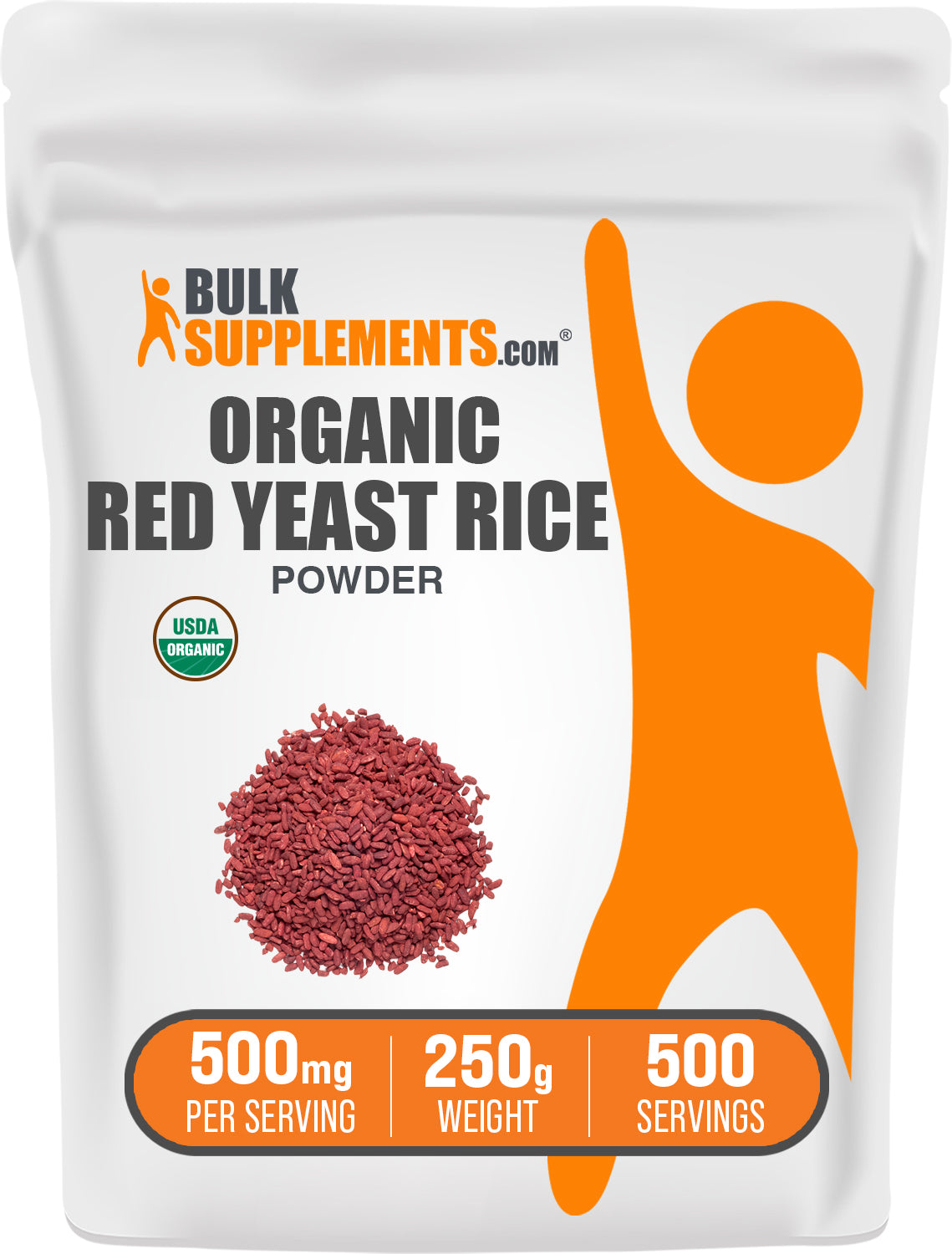 BulkSupplements.com Organic Red Rice Powder 250g bag image