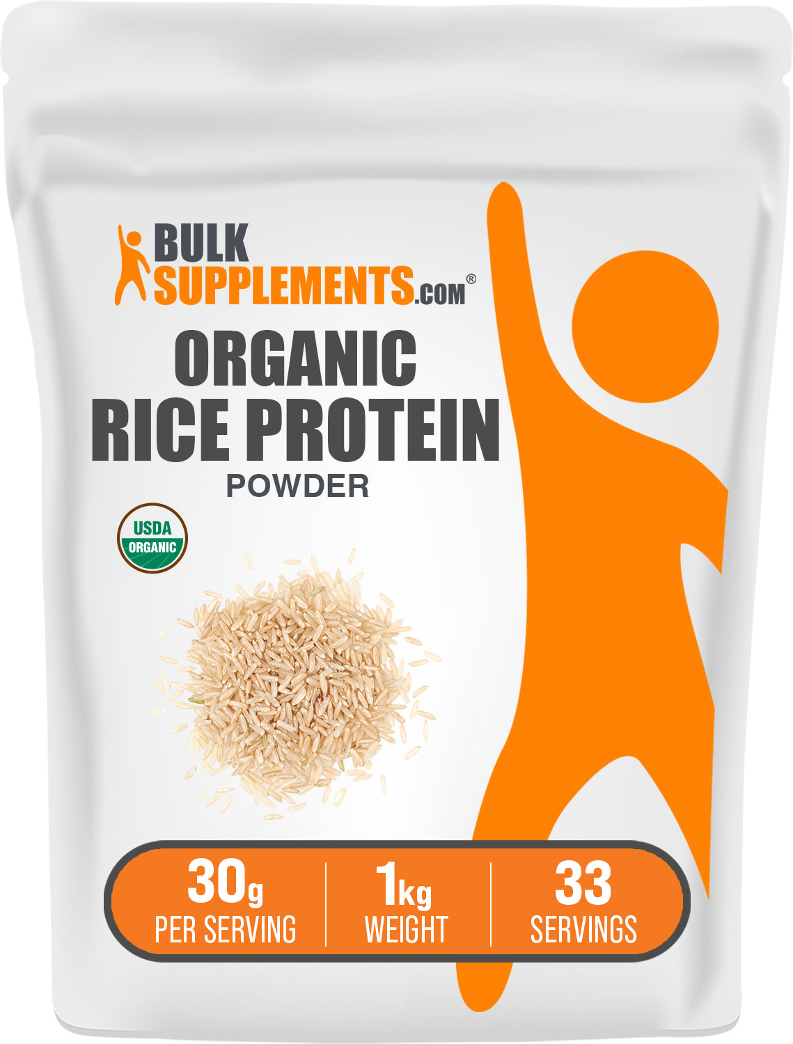 BulkSupplements.com Organic Rice Protein Powder 1kg bag image