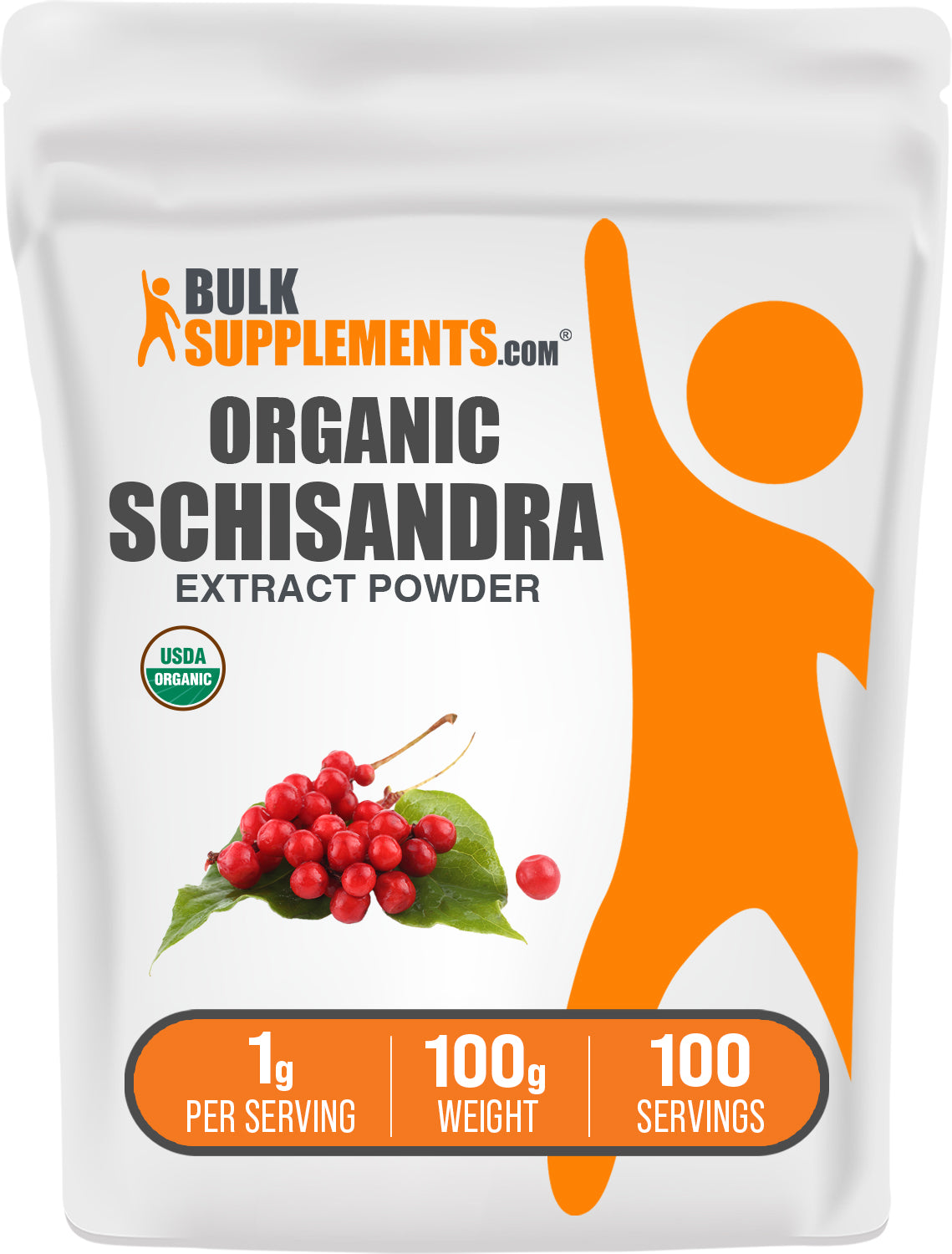 BulkSupplements.com Organic Schisandra Extract Powder 100g bag image