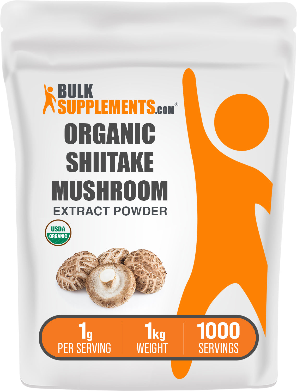 BulkSupplements.com Organic Shiitake Mushroom Extract Powder 1kg bag