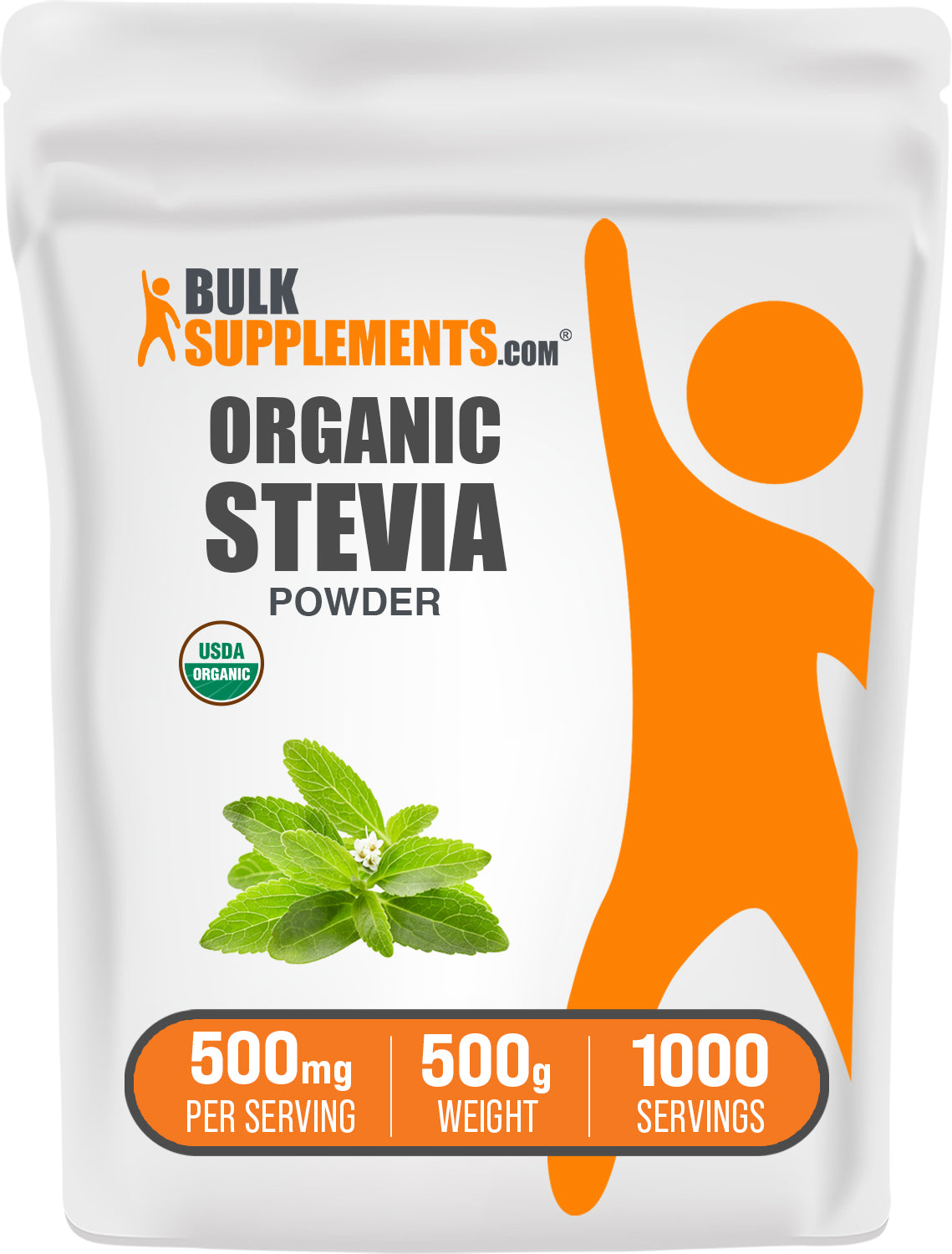 BulKSupplements.com Organic Stevia Leaf Powder 500g bag image