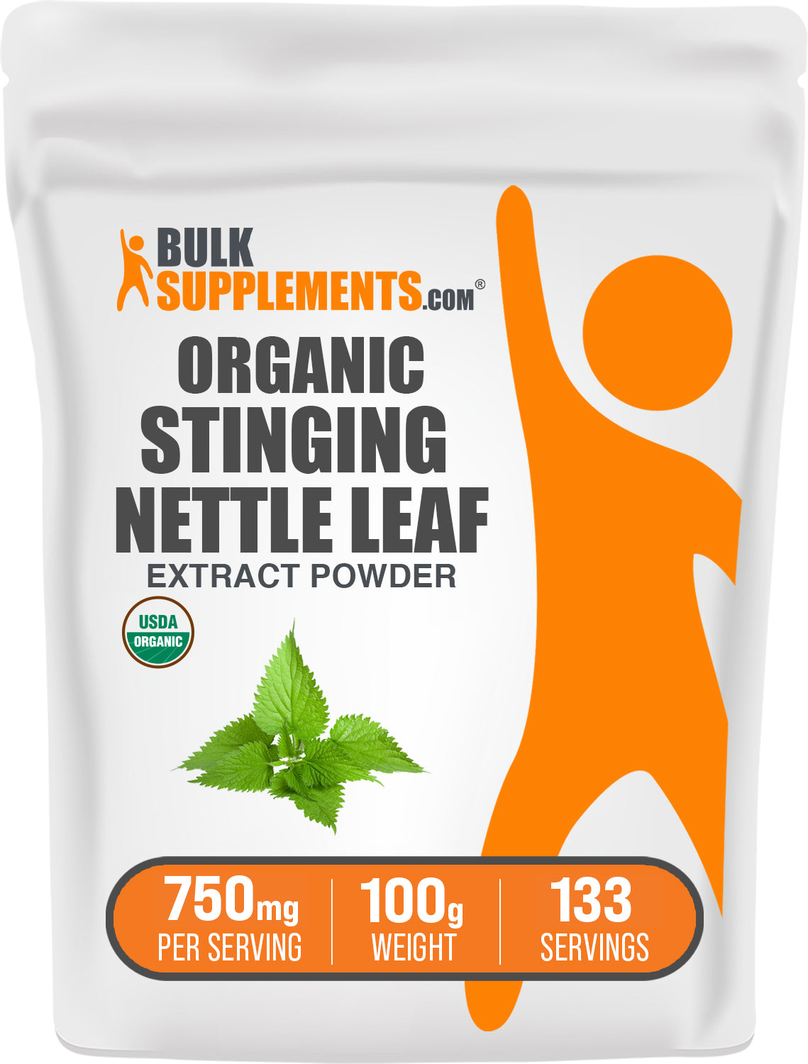 BulkSupplements.com Organic Stinging Nettle Extract Powder 100g bag image