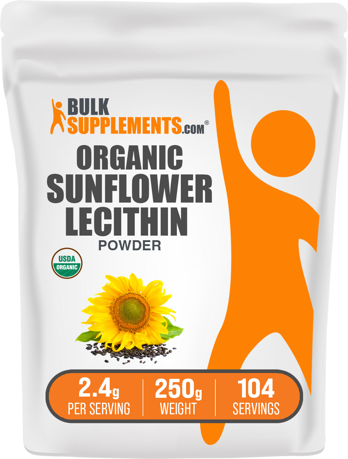BulkSupplements.com Organic Sunflower Lecithin Powder 250g bag image
