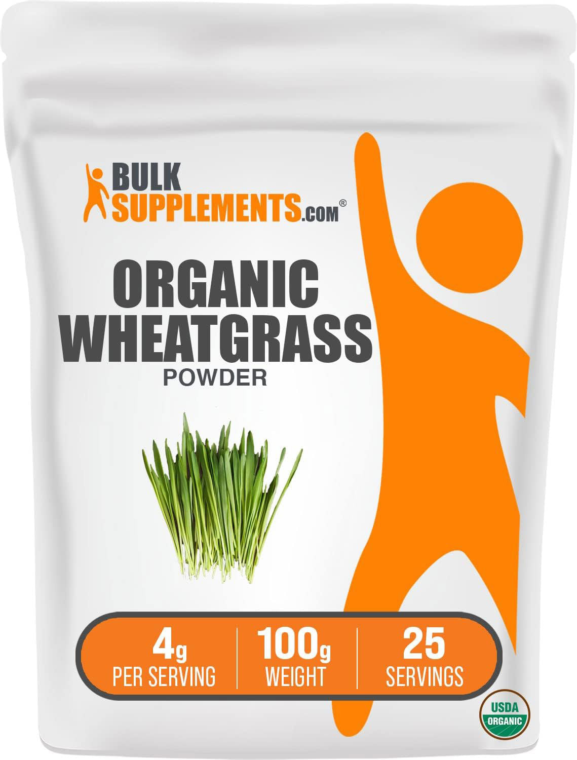 BulkSupplements Organic Wheatgrass Powder 100g bag