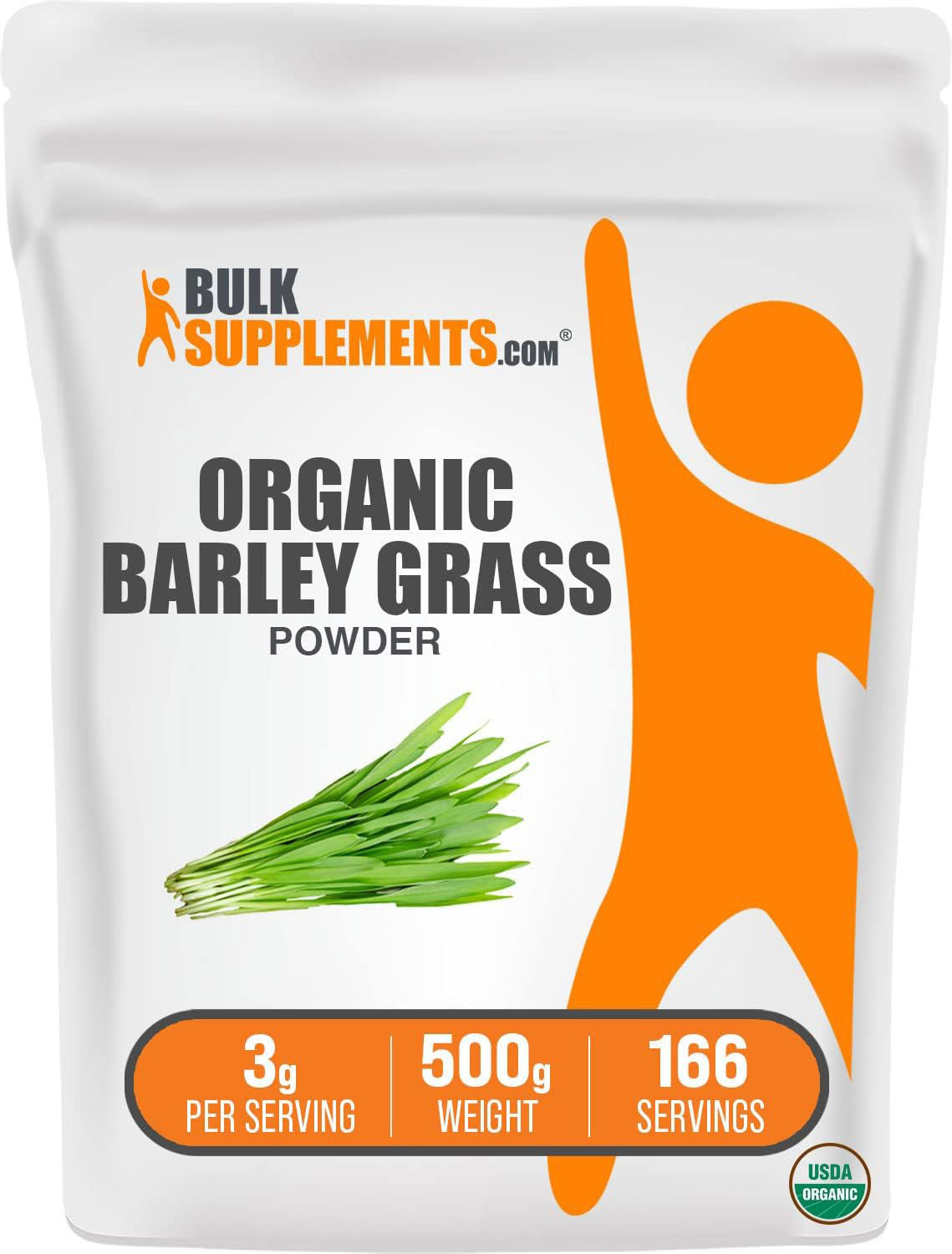 BulkSupplements.com Organic Barley Grass Powder 500g Bag