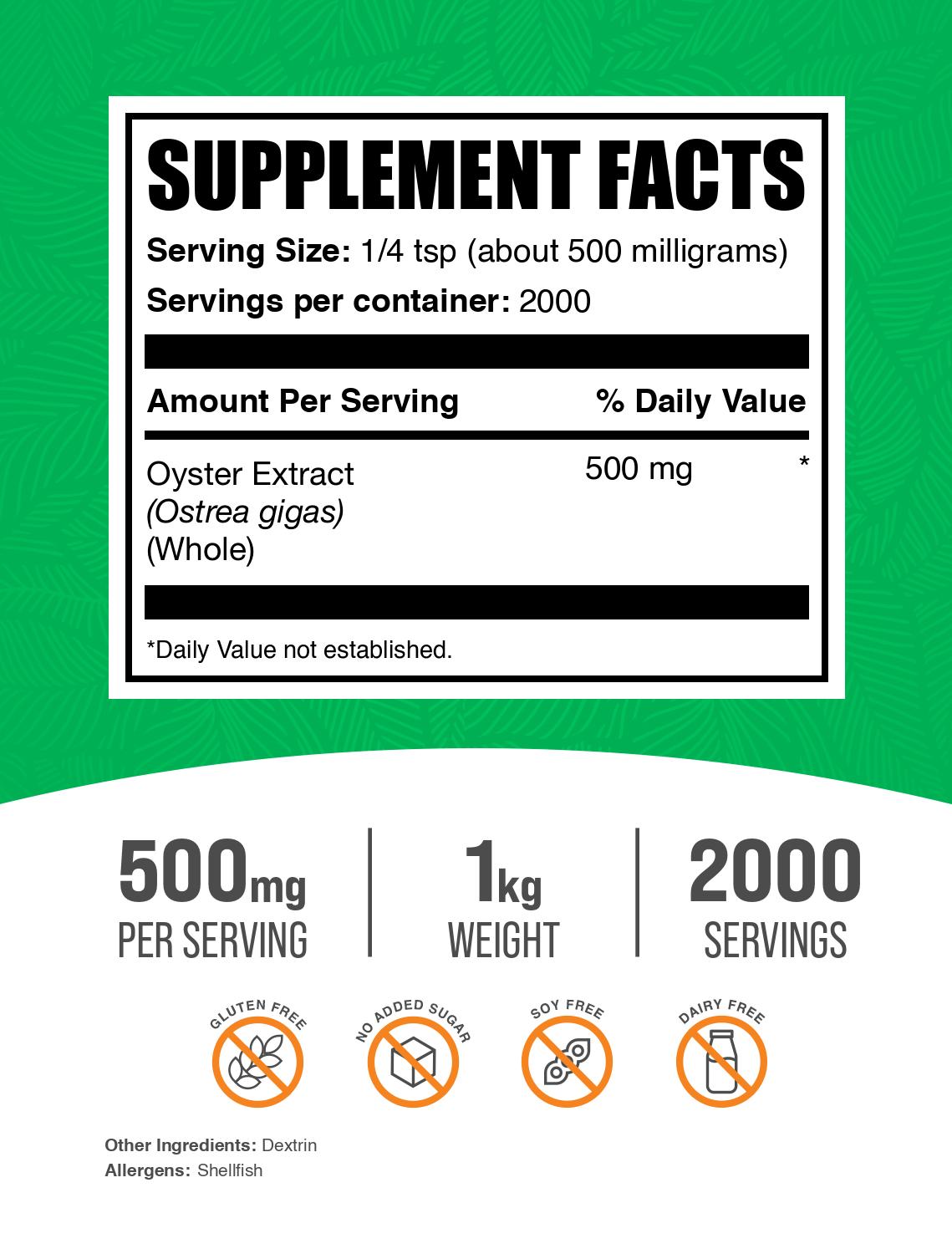 Oyster extract powder label 1kg