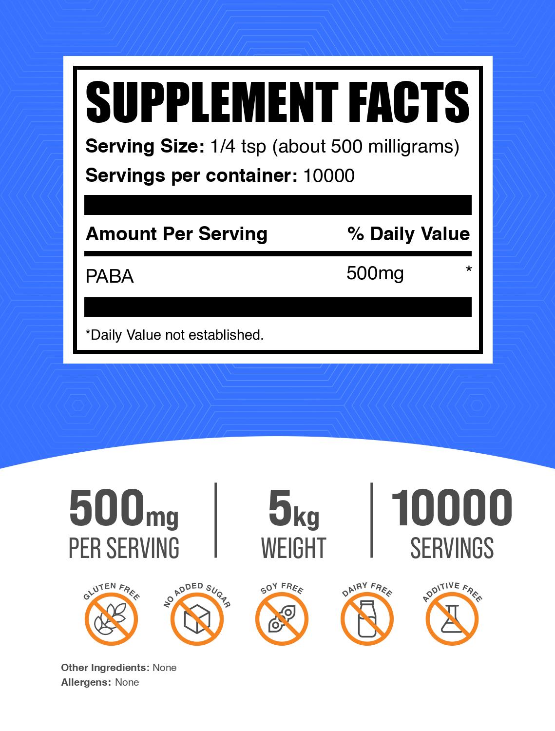 PABA powder label 5kg