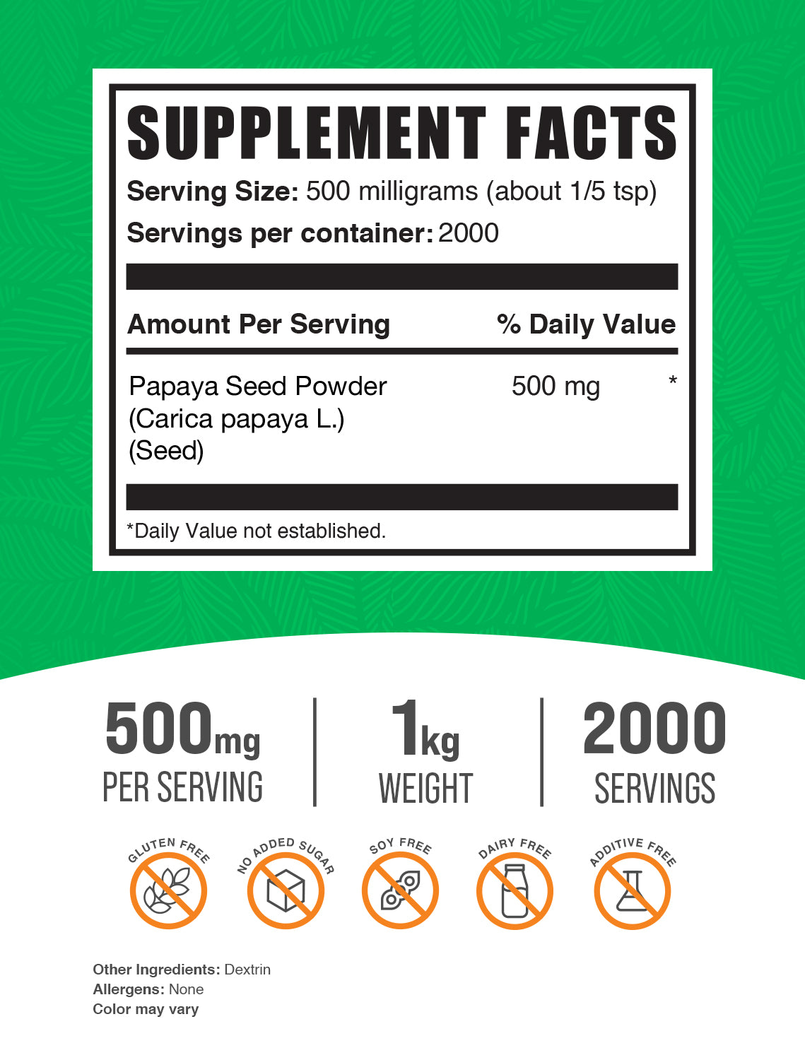 Papaya Seed Powder 1kg Label