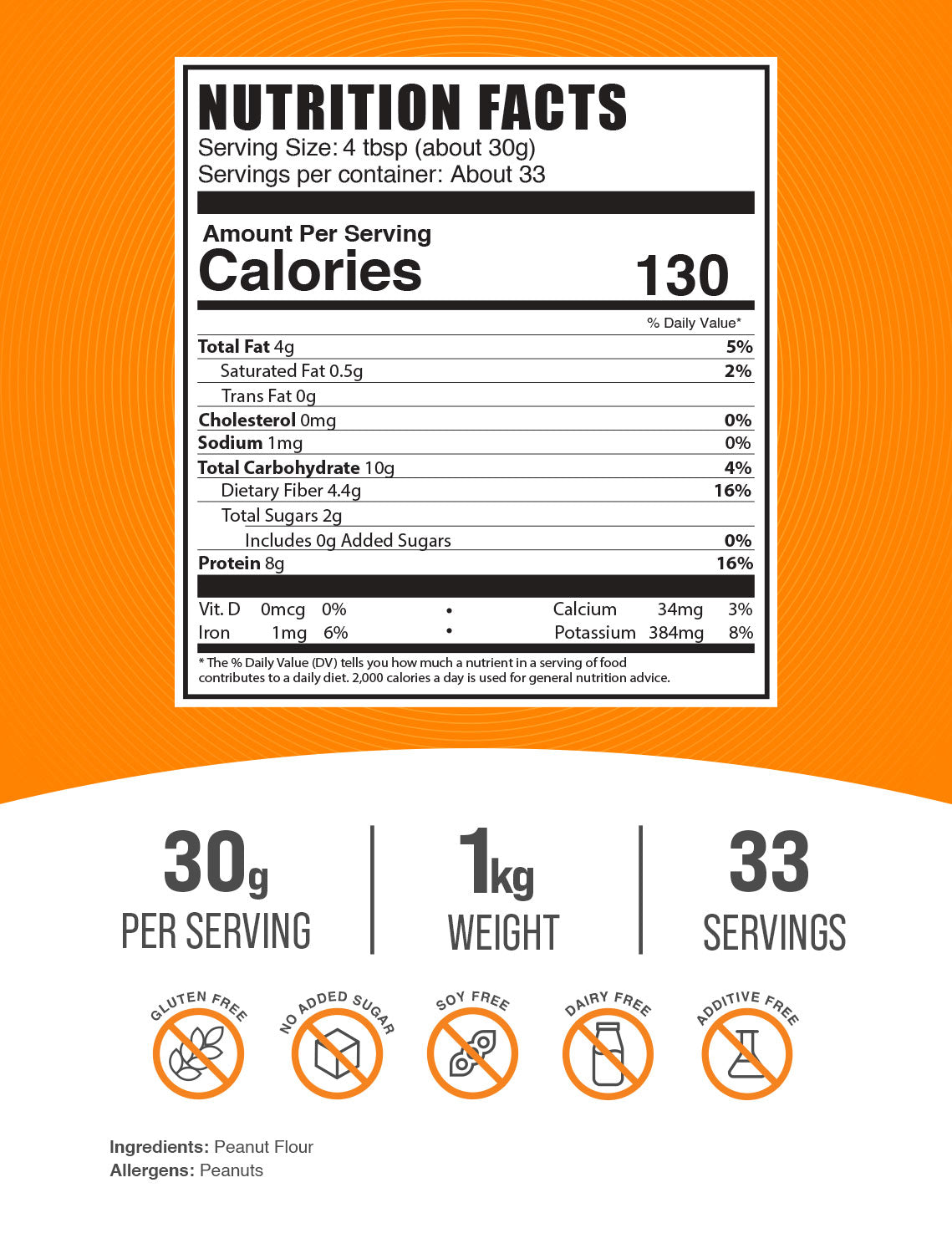 Peanut protein powder label 1kg